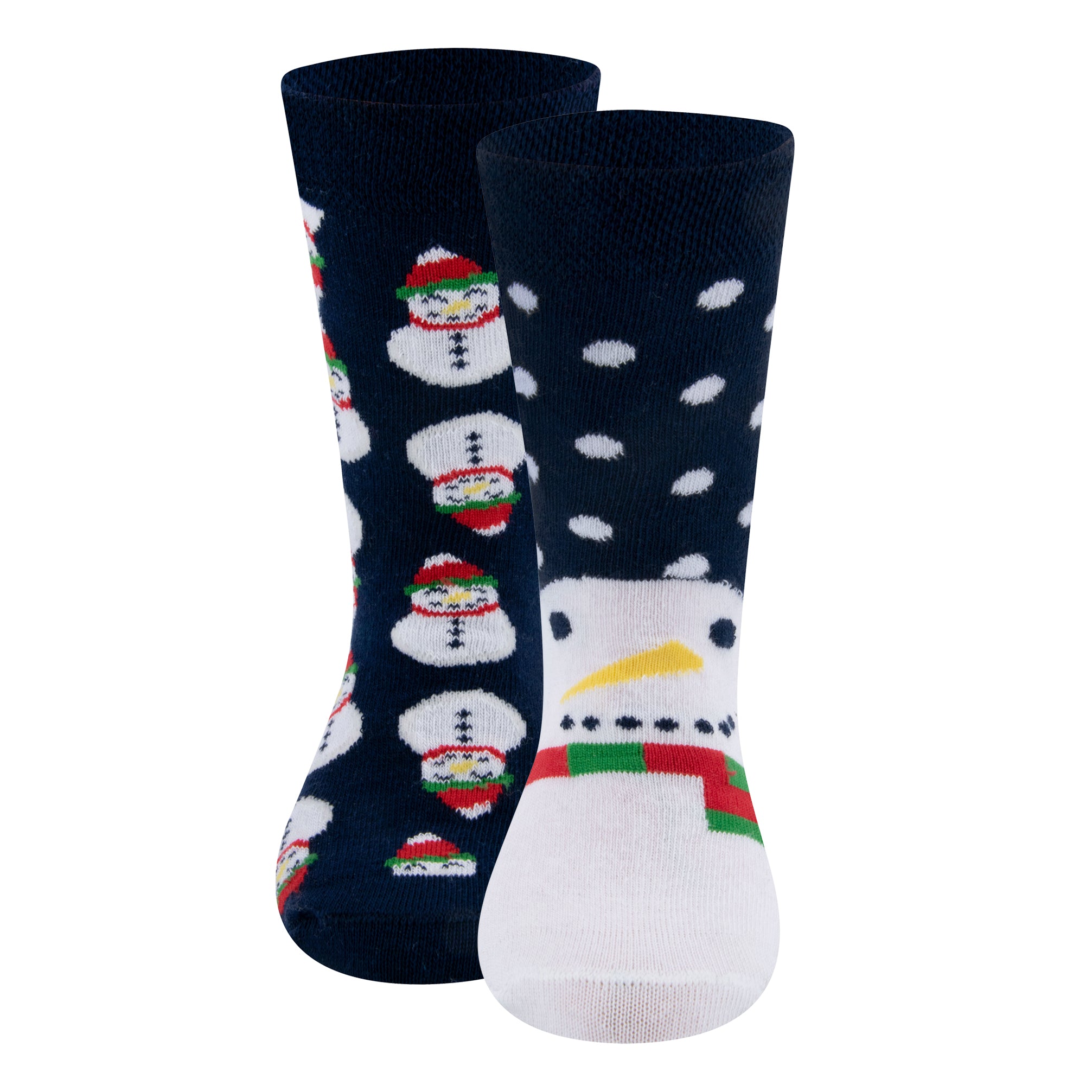 Cotton Christmas Socks Unisex with Fun Designs, Set of 2 - snowman - Lemoni Boutique
