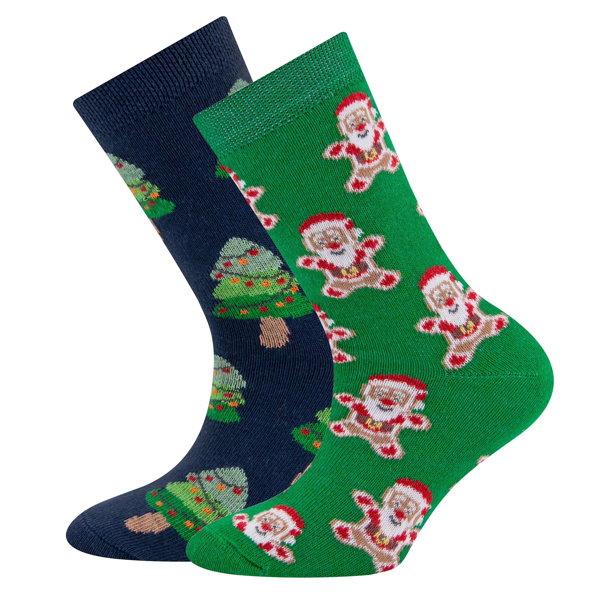 Cotton Christmas Socks Unisex with Fun Designs, Set of 2 - Chritmas tree - Lemoni Boutique