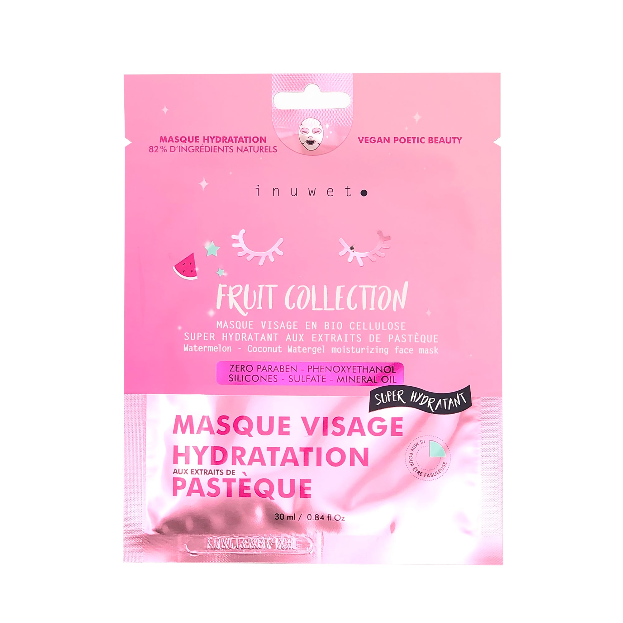 Bio cellulose face mask - FRUIT COLLECTION hydratation - Lemoni Boutique