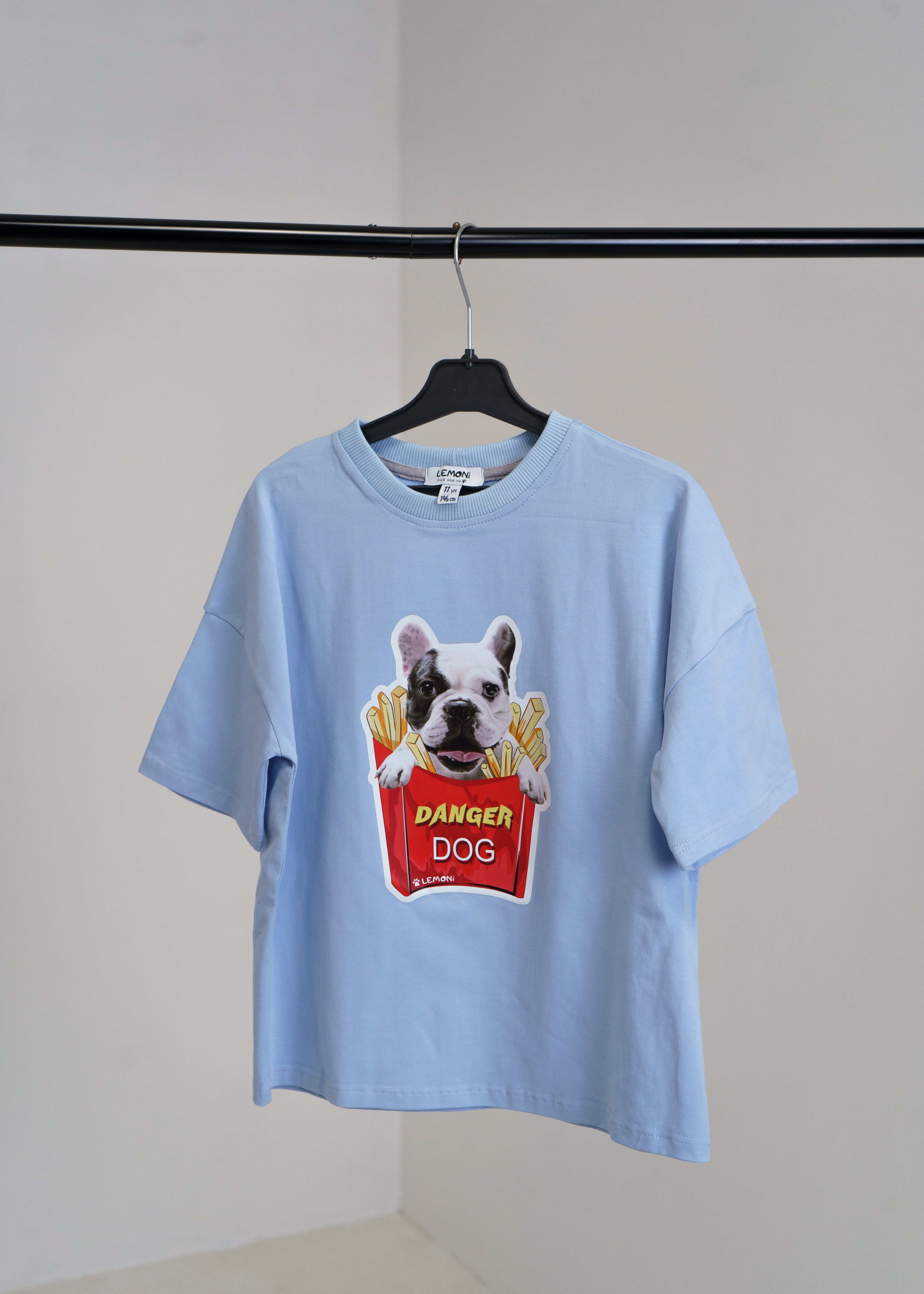 Boys´and girls´ T-shirt French Bulldog print - skyblue - Lemoni Boutique