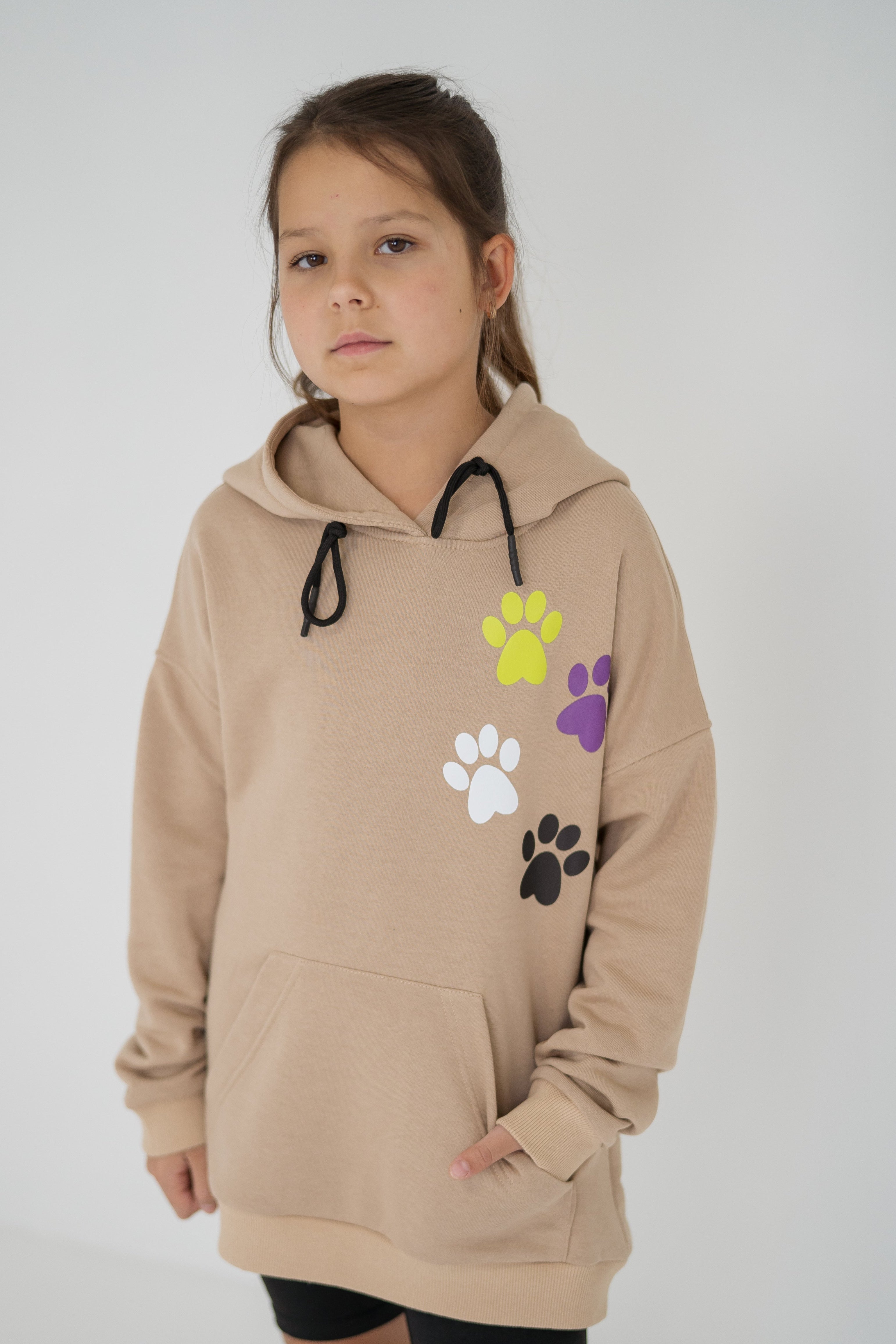 Hoodie "Walk with Me" for boys and girls - beige - Lemoni Boutique