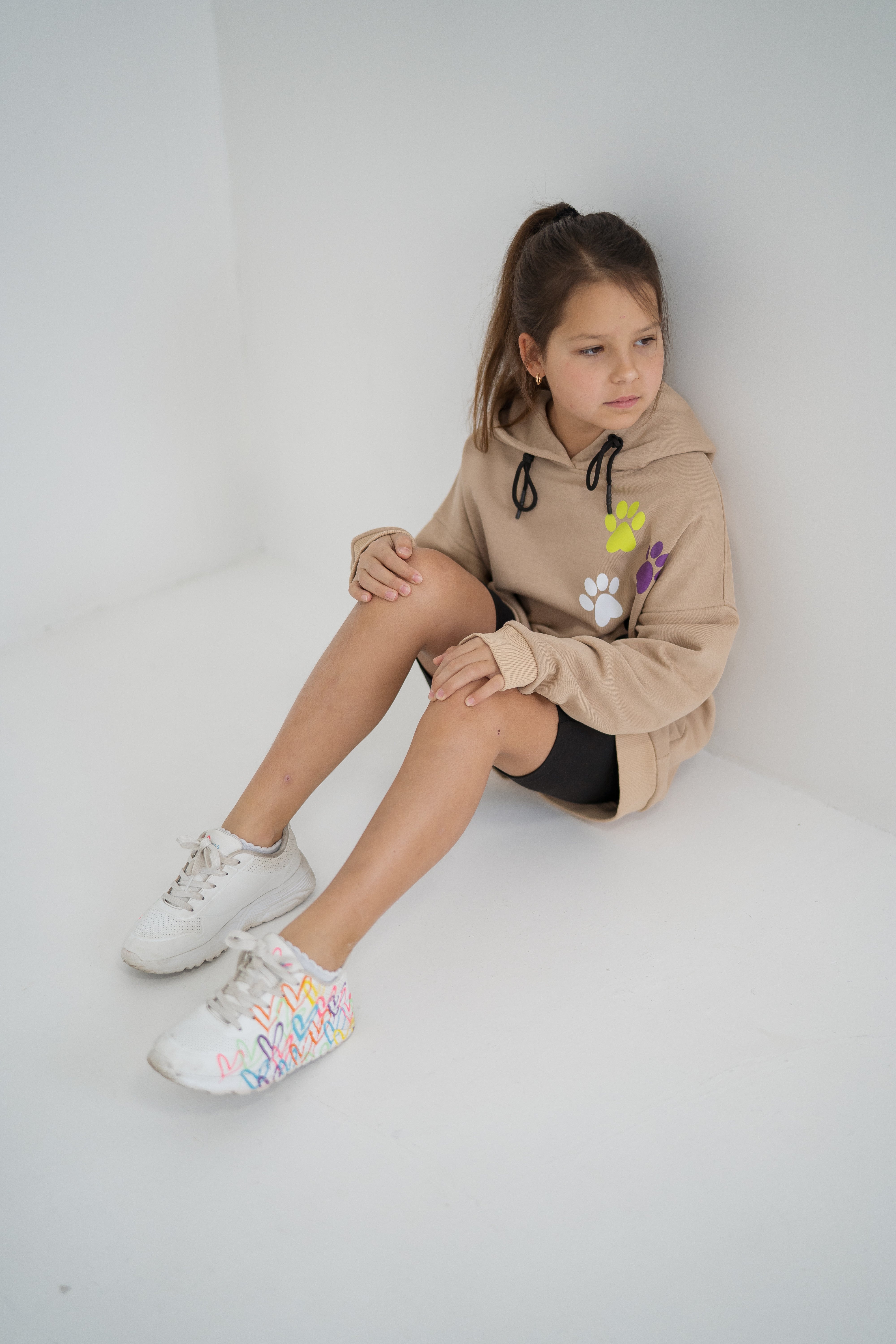 Hoodie "Walk with Me" for boys and girls - beige - Lemoni Boutique