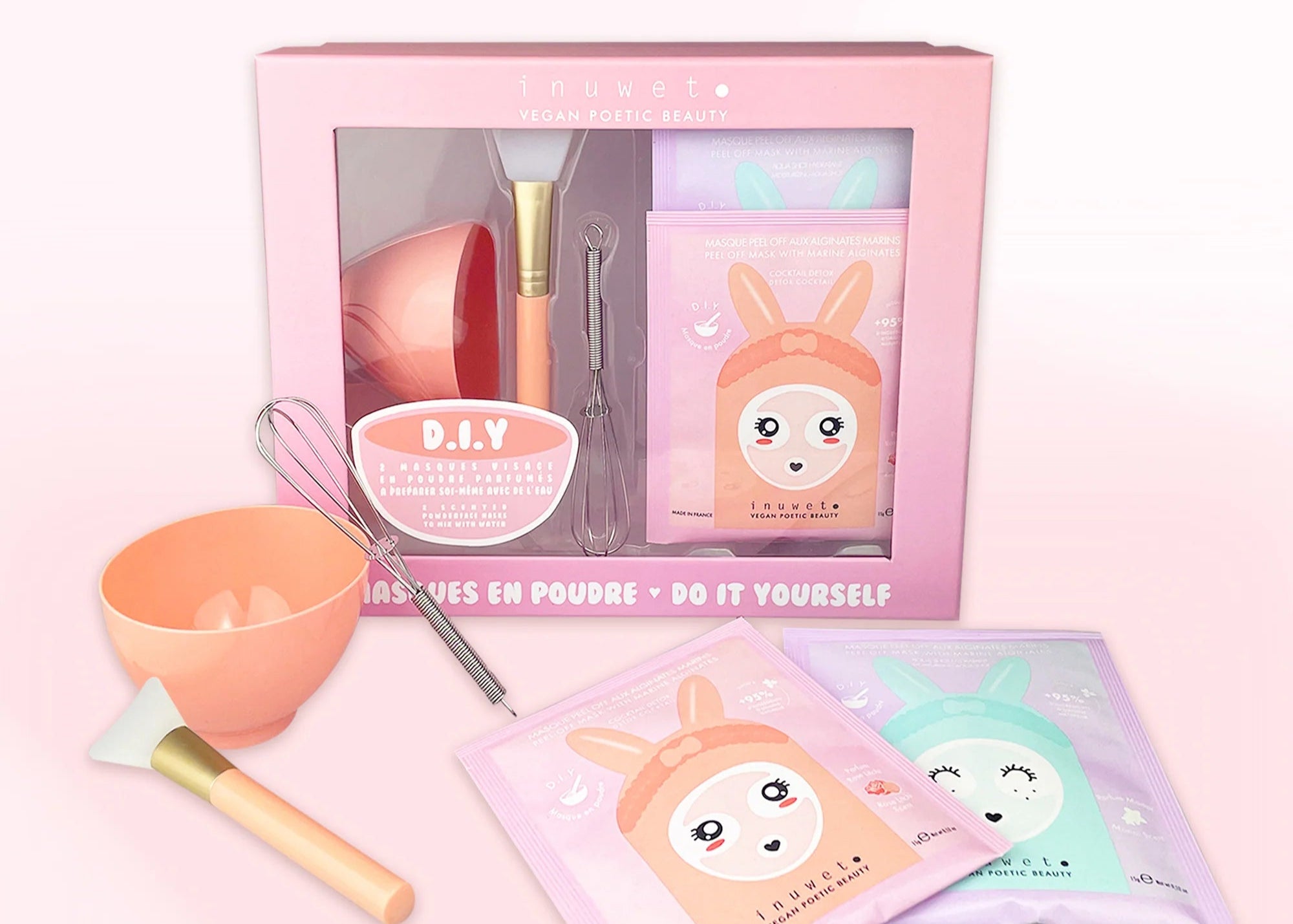 DIY cosmetic kit for girls: 2 Peel off DIY masks, bowl, mixer, applicator