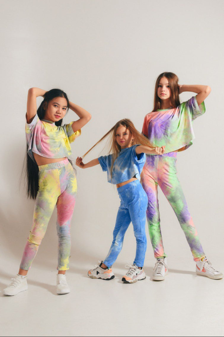 Soft lightweight tie-dye leggings for girls - Lemoni Boutique