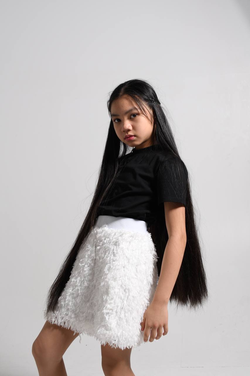 Faux Feather Skirt for girls - white and rosé - Lemoni Boutique