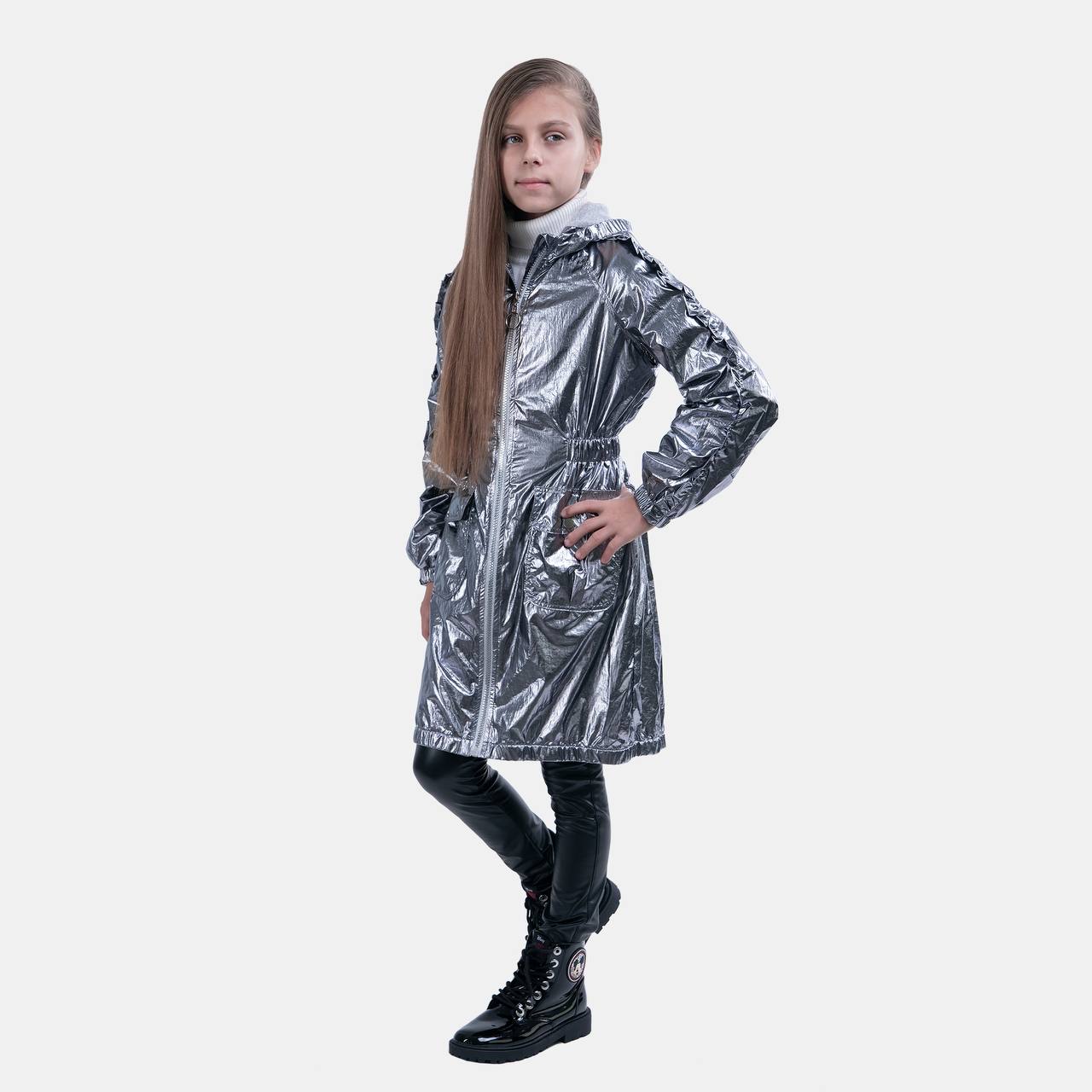 Long Windbreaker for girls - silver - Lemoni Boutique