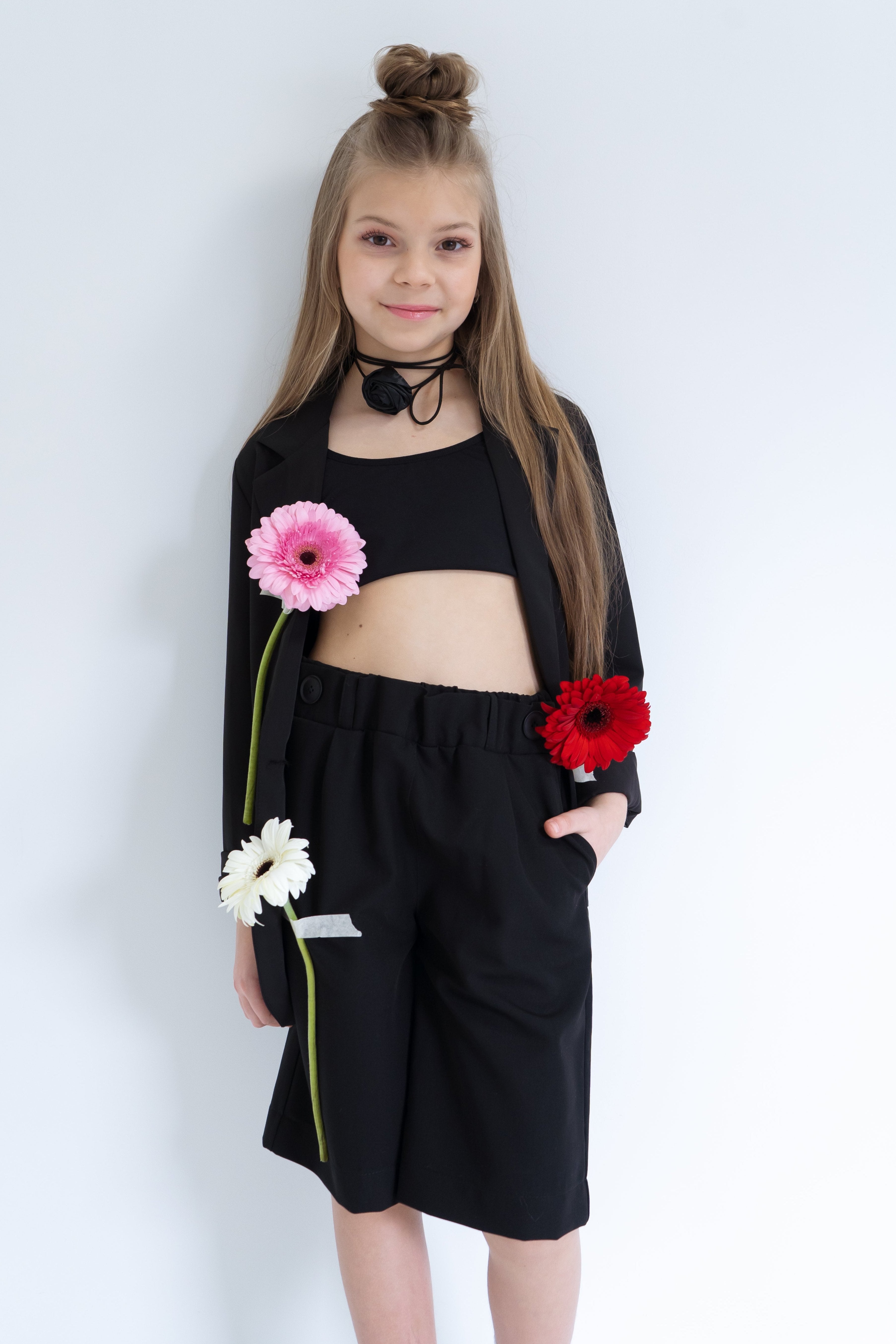 Bermuda shorts for girls - black - Lemoni Boutique