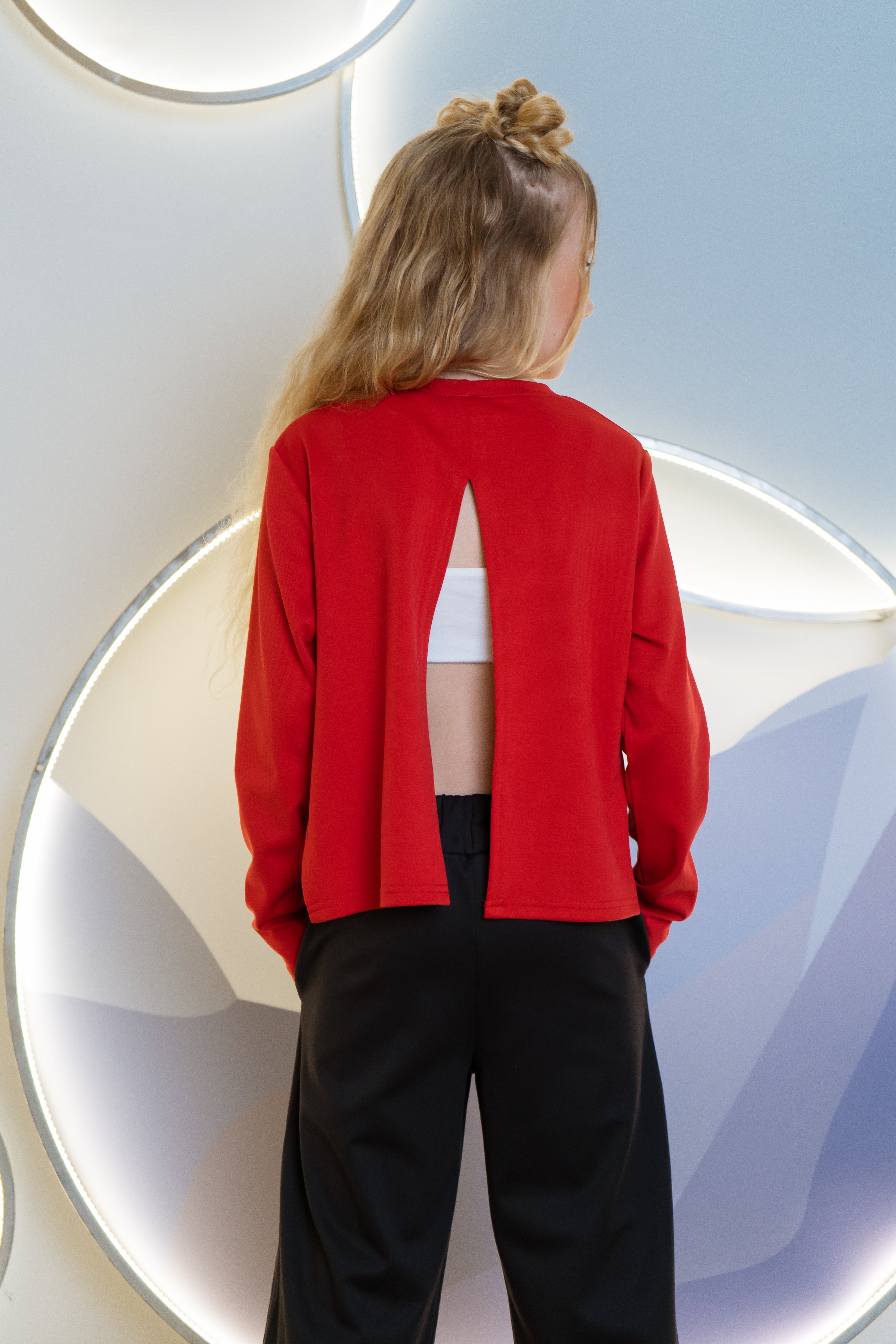 Girls´ long-sleeve shirt with Dog - red - Lemoni Boutique