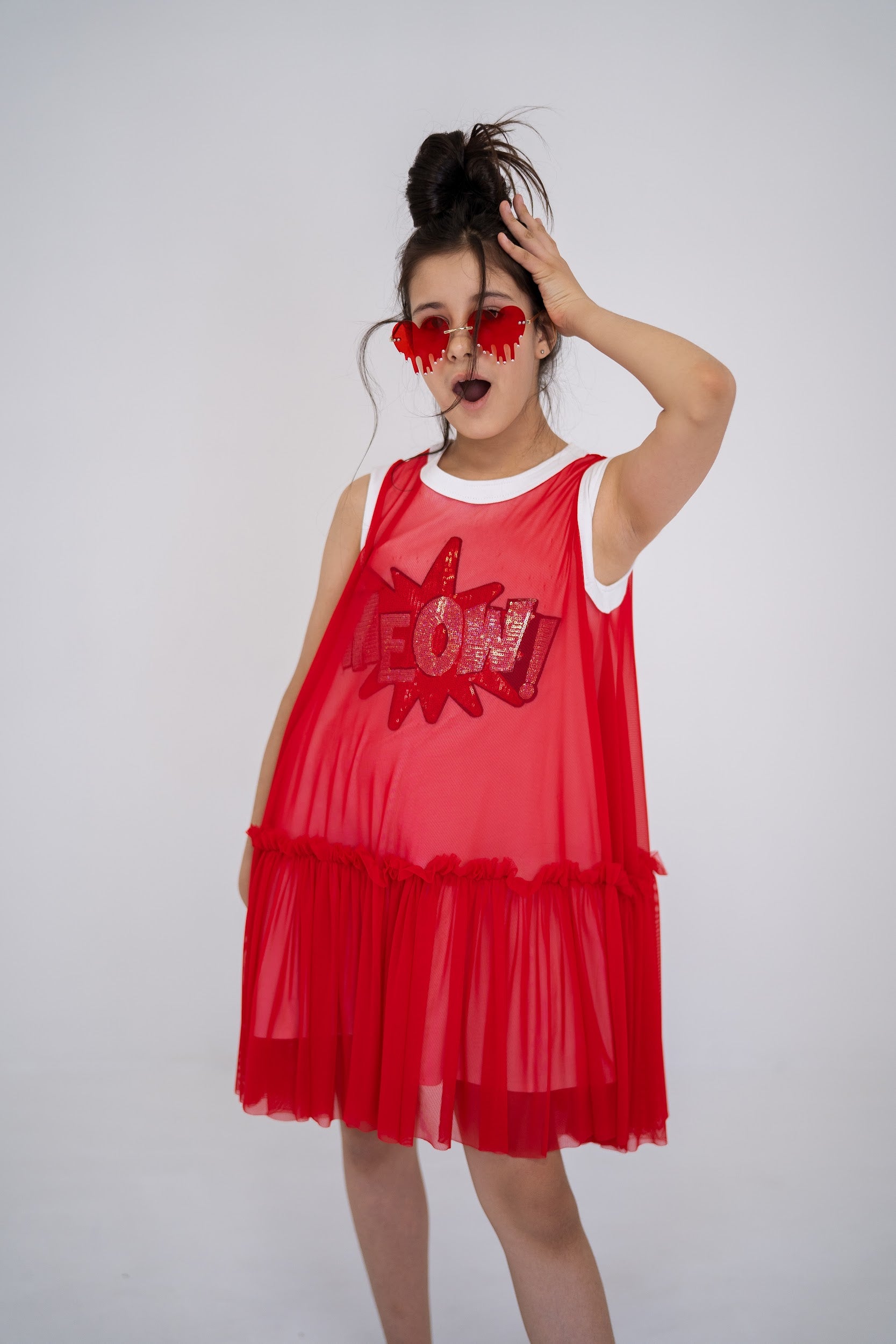 Girls summer dress MEOW - sleeveless
