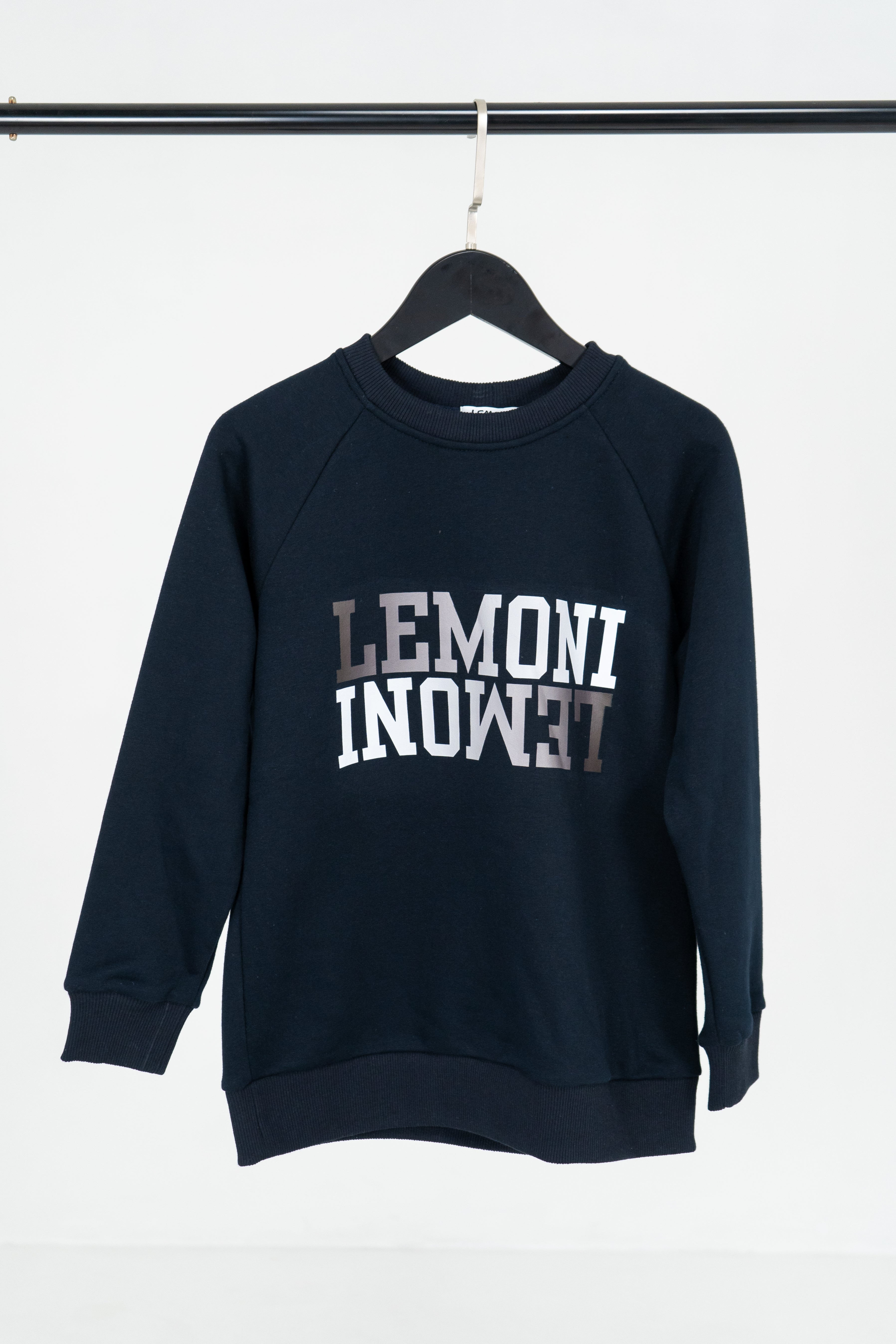 Unisex Cotton Sweatshirt with mirrored print - navy - Lemoni Boutique
