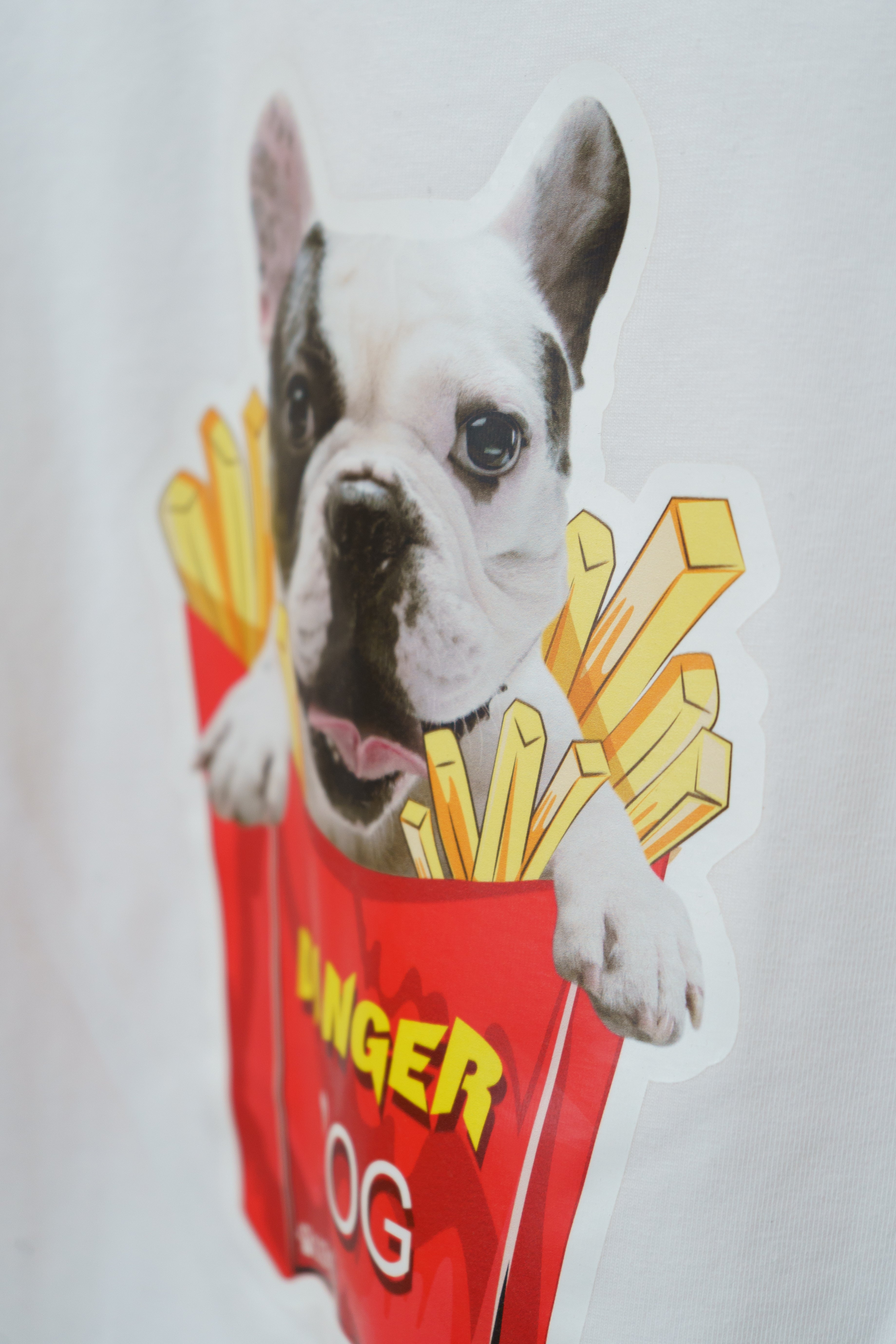 Classic unisex T-shirt Bulldog & Fries - white - Lemoni Boutique