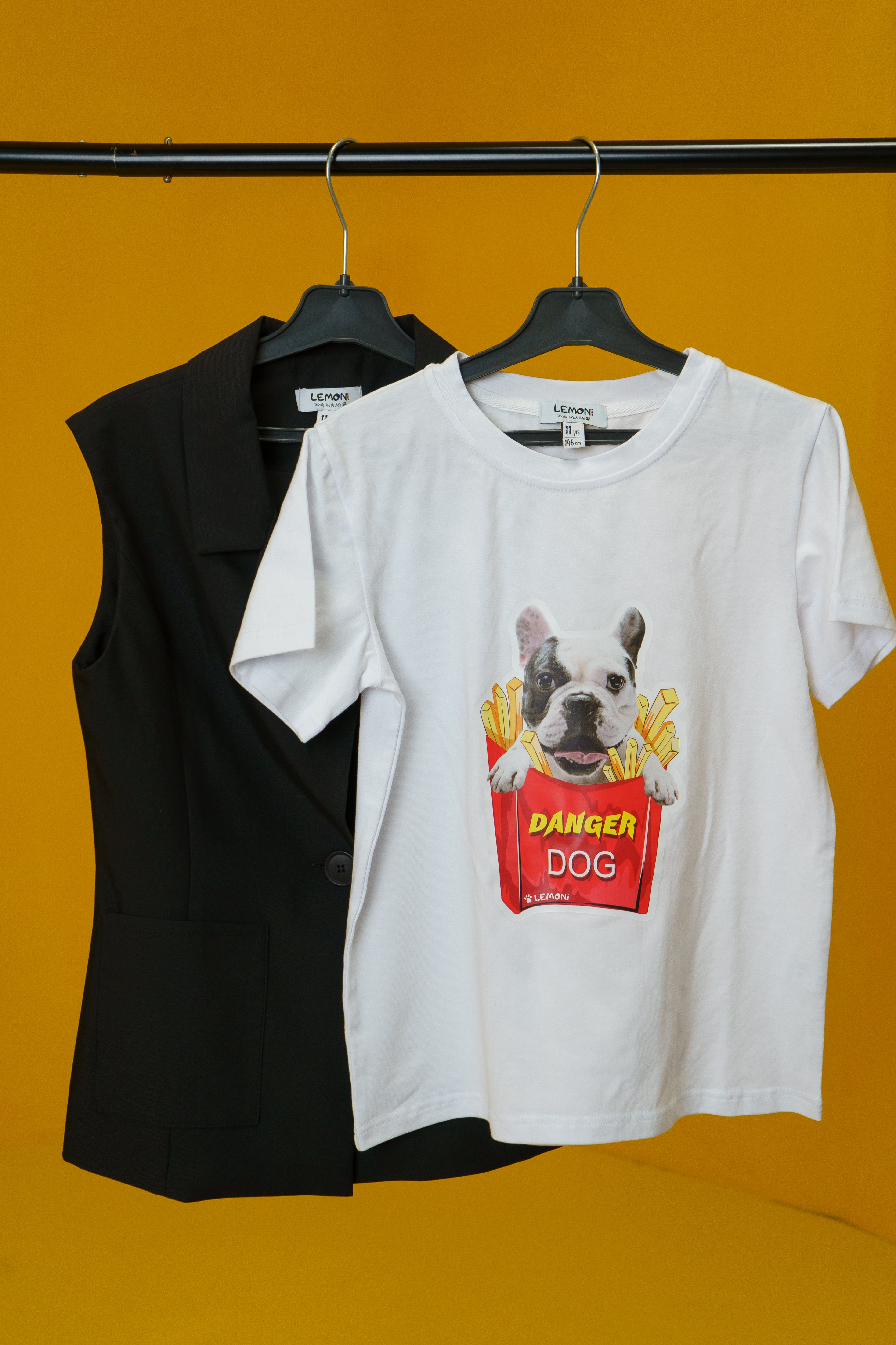 Classic unisex T-shirt Bulldog & Fries - white - Lemoni Boutique