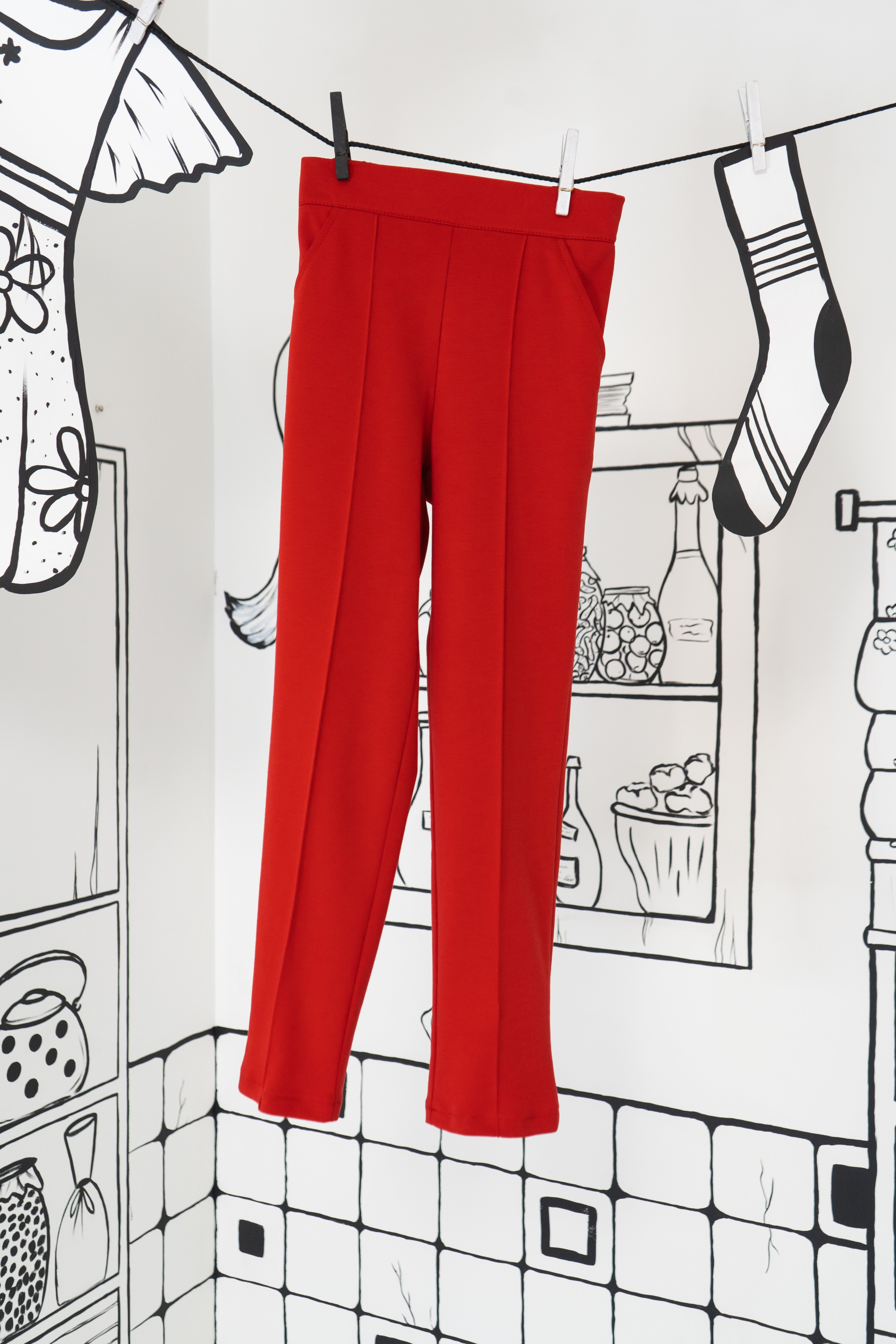 Elegant jersey pants for girls - red - Lemoni Boutique