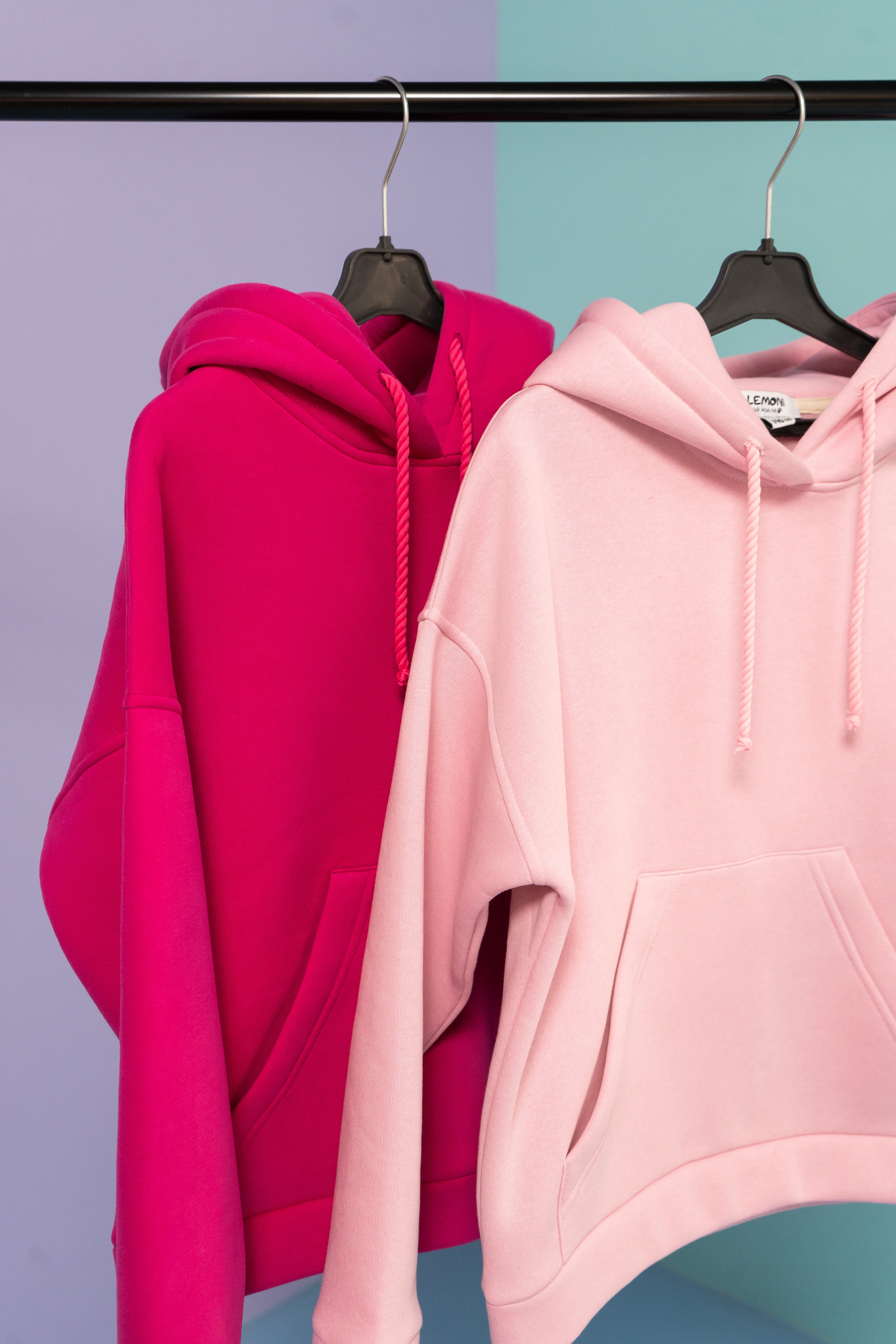 Girls´ fleece Hoodie with Peony print - pink - Lemoni Boutique