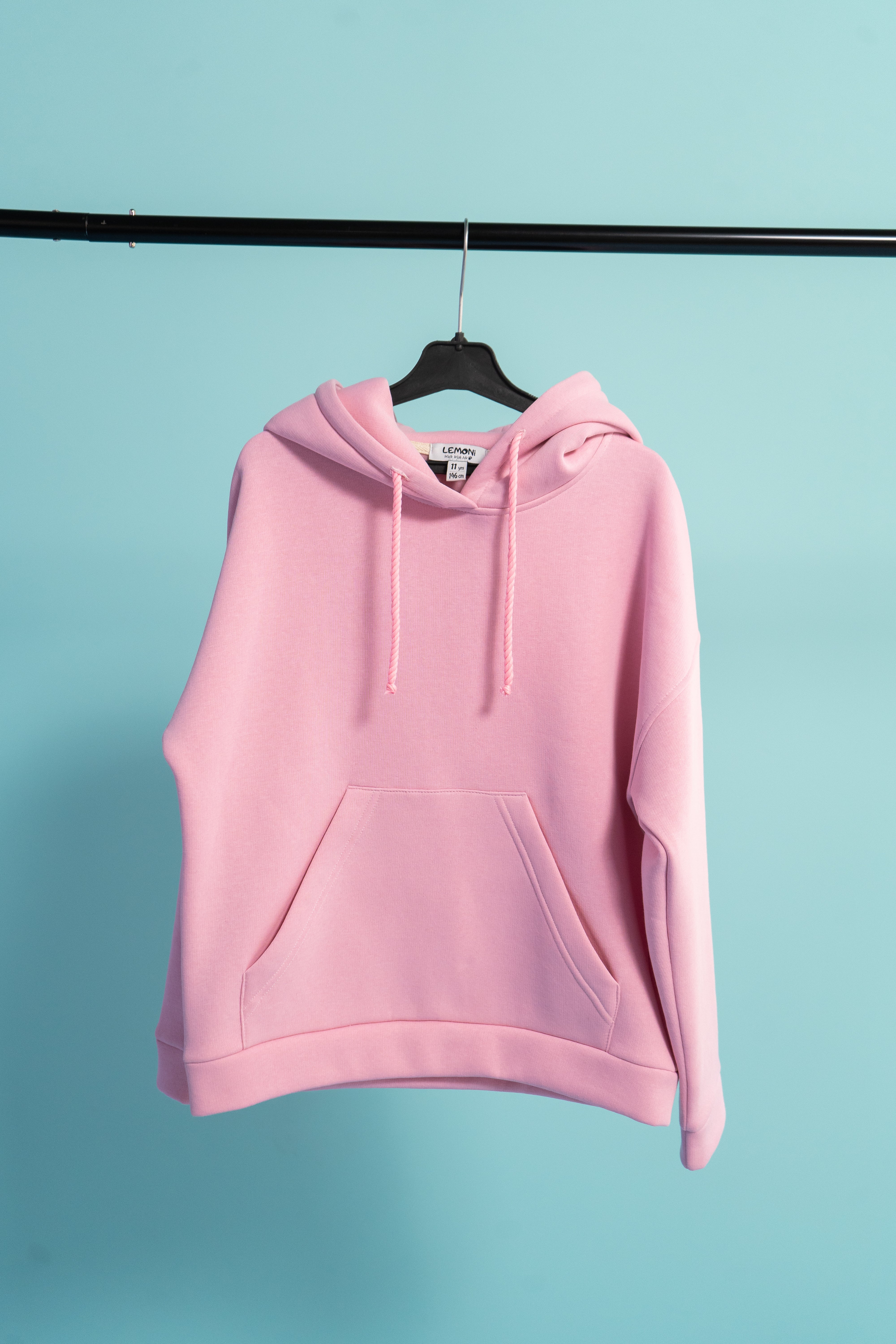 Girls´ fleece Hoodie with Peony print - pink - Lemoni Boutique