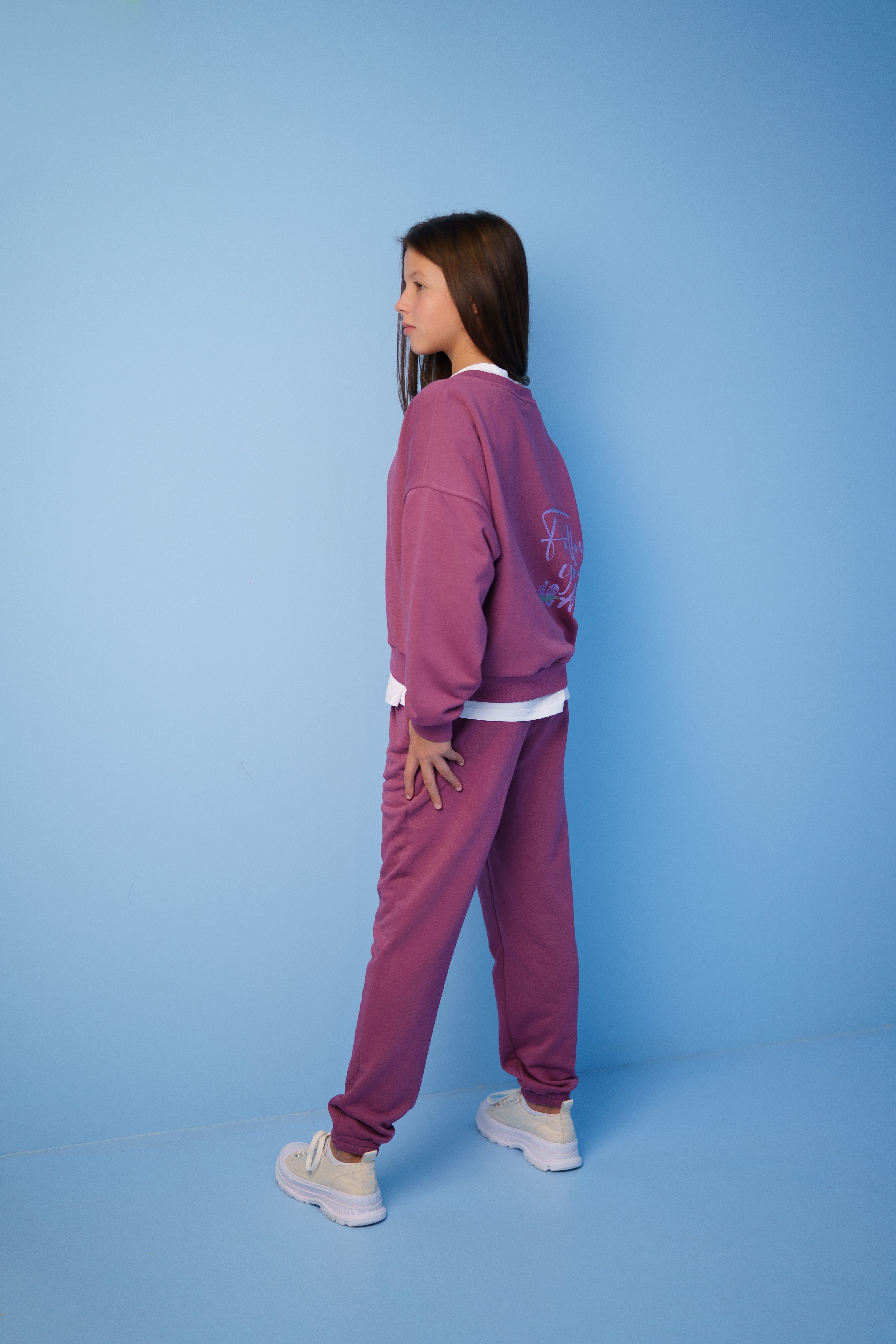 Urban-style tracksuit "Follow your heArt"- dark pink - Lemoni Boutique