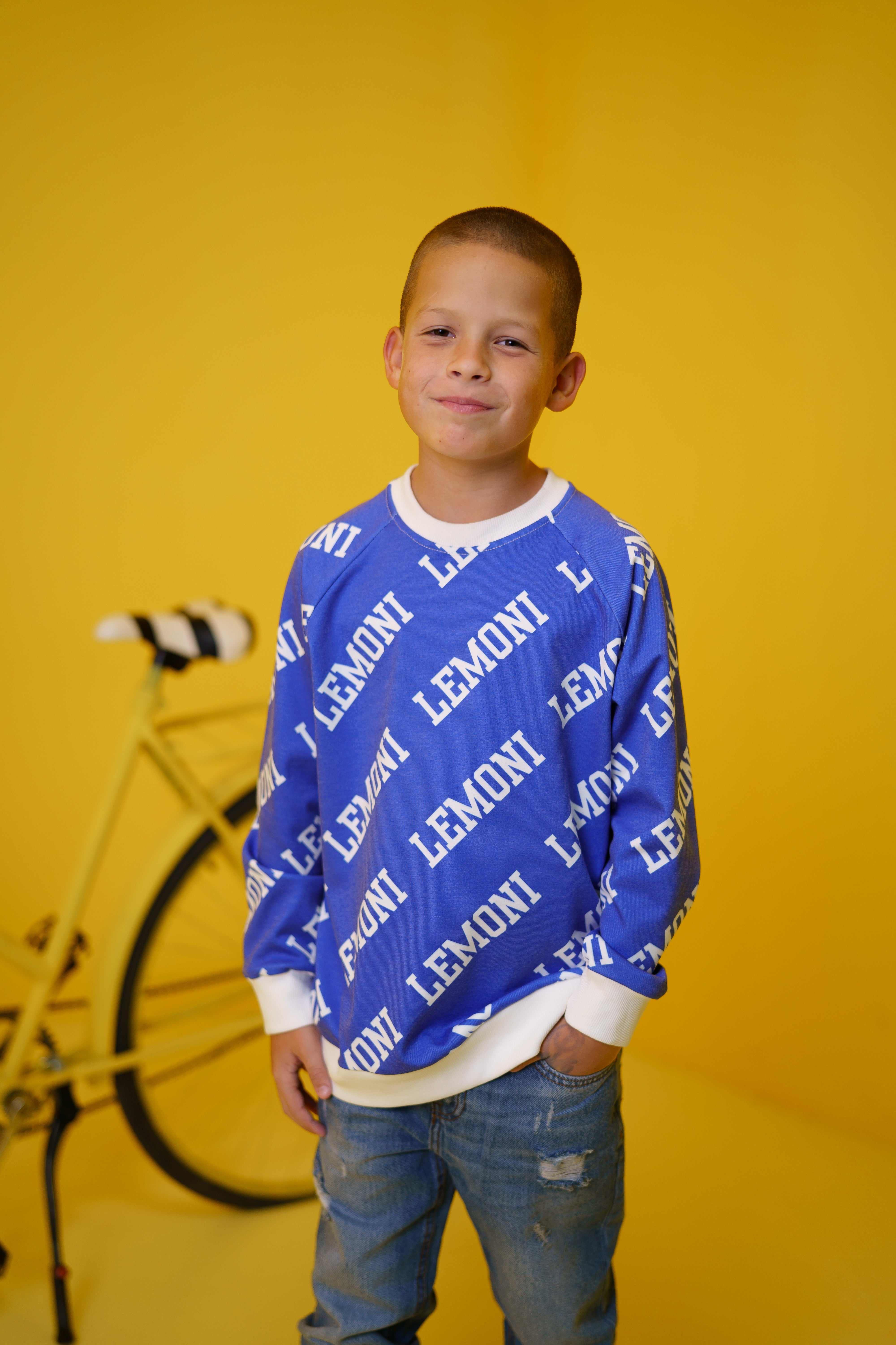 Boys´ and girls´ long-sleeve shirt with pattern - blue - Lemoni Boutique