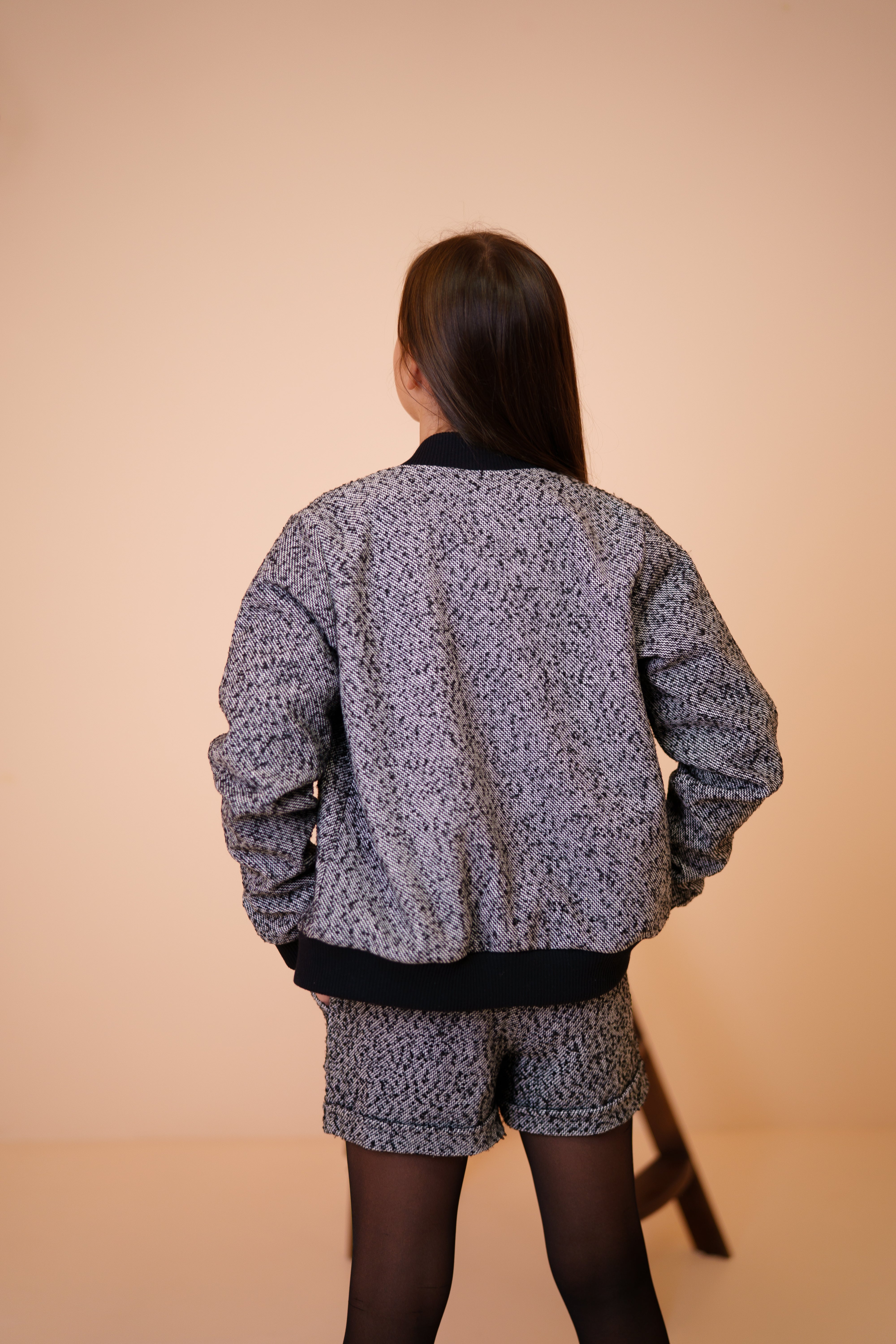 Bomber jacket bouclé for girls - gray - Lemoni Boutique