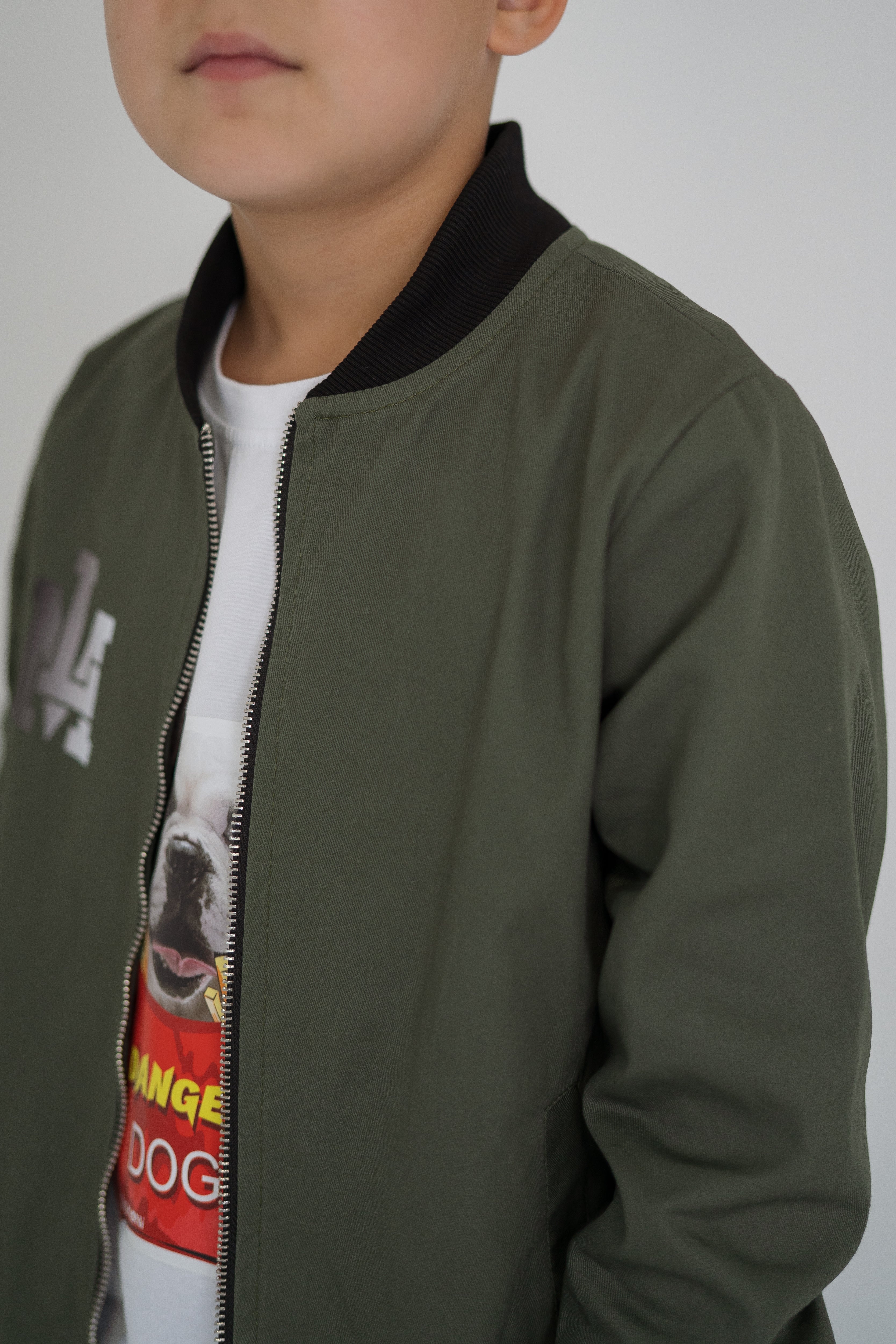Bomber jacket denim for girls and boys - khaki - Lemoni Boutique