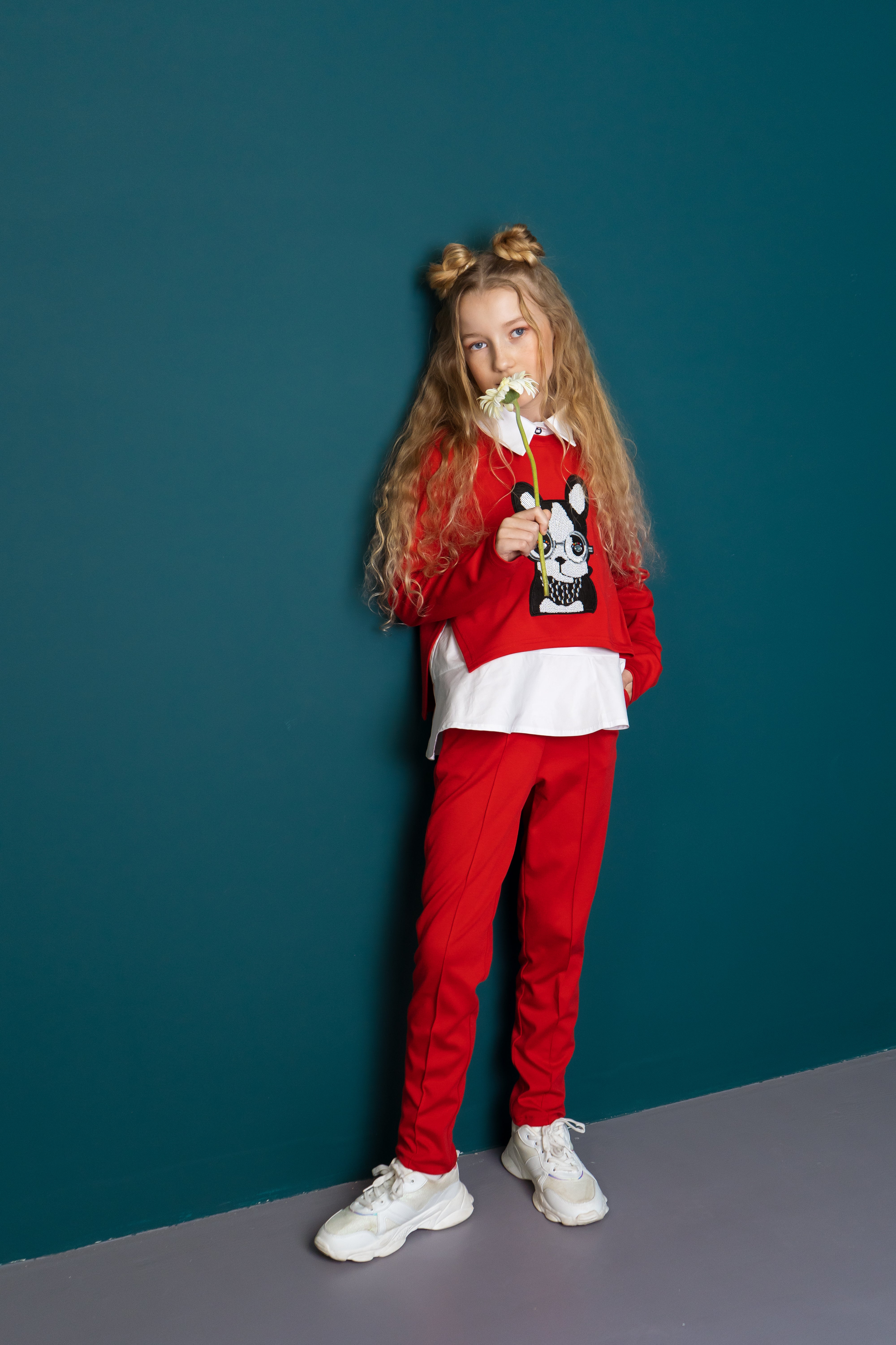 Elegant jersey pants for girls - red - Lemoni Boutique