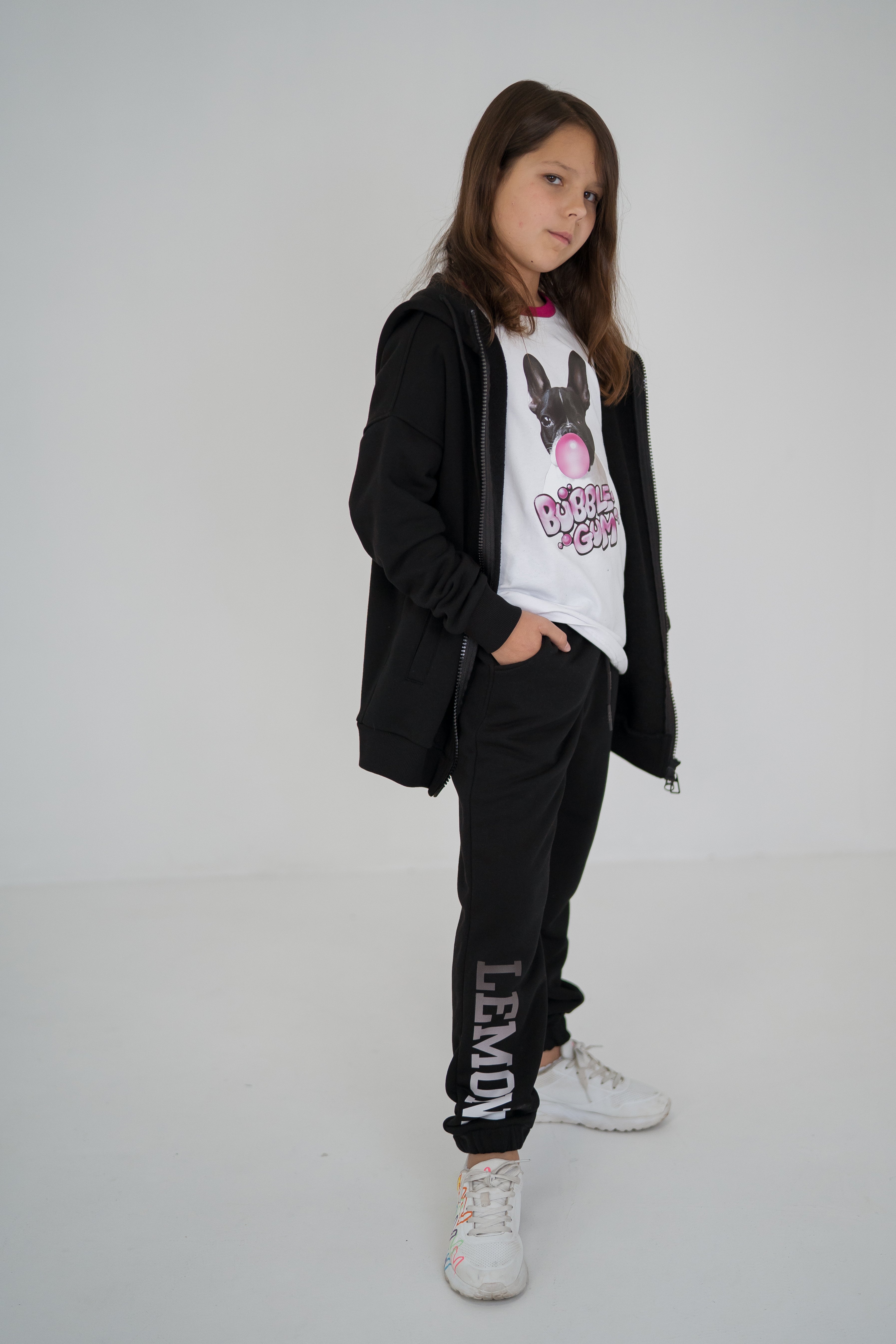 Pants unisex with logo print - black - Lemoni Boutique