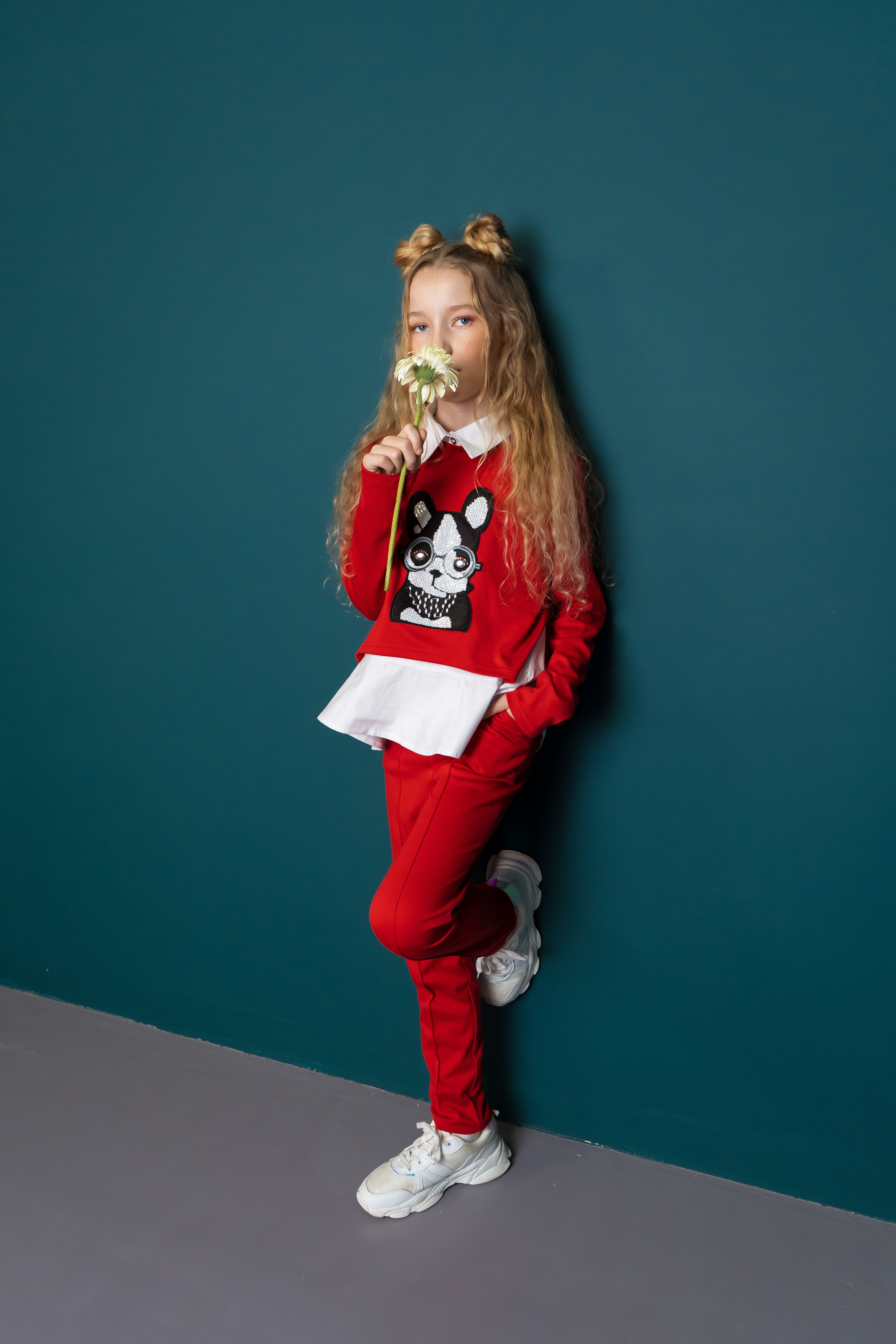 Elegant jersey pants for girls - red - Lemoni Boutique