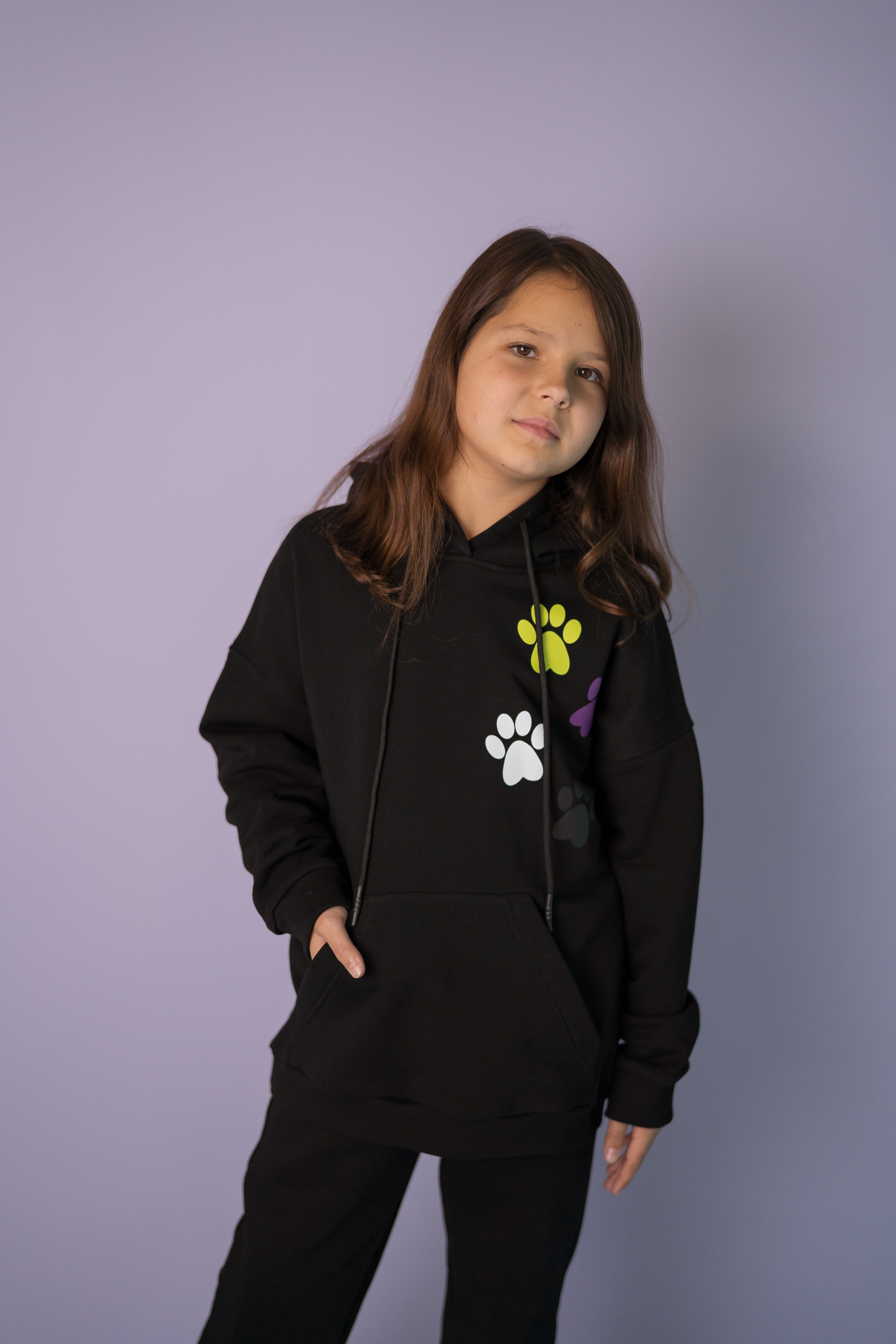 Hoodie for boys and girls "Walk with Me" - black - Lemoni Boutique