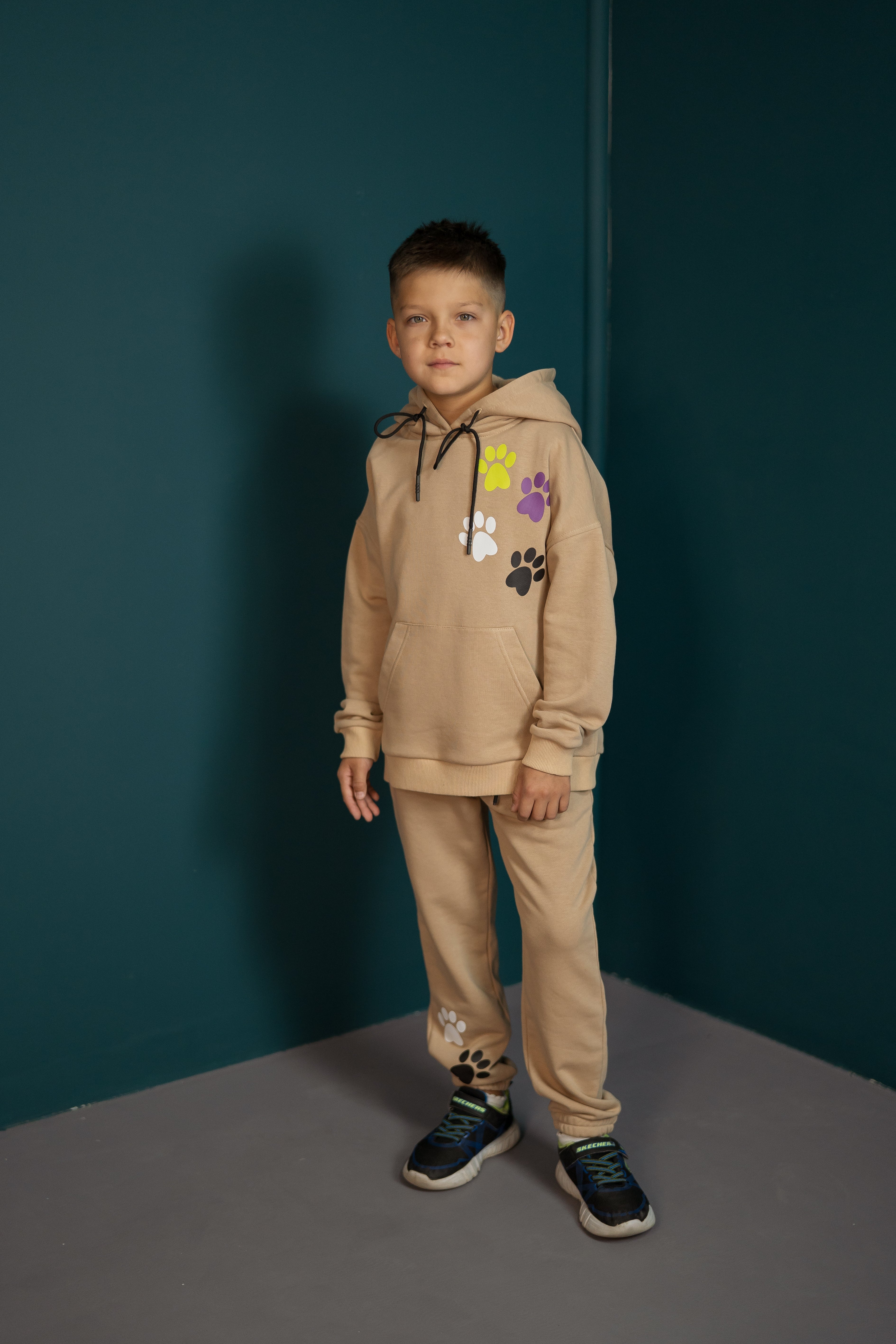 Hoodie "Walk with Me" for boys and girls - beige - Lemoni Boutique