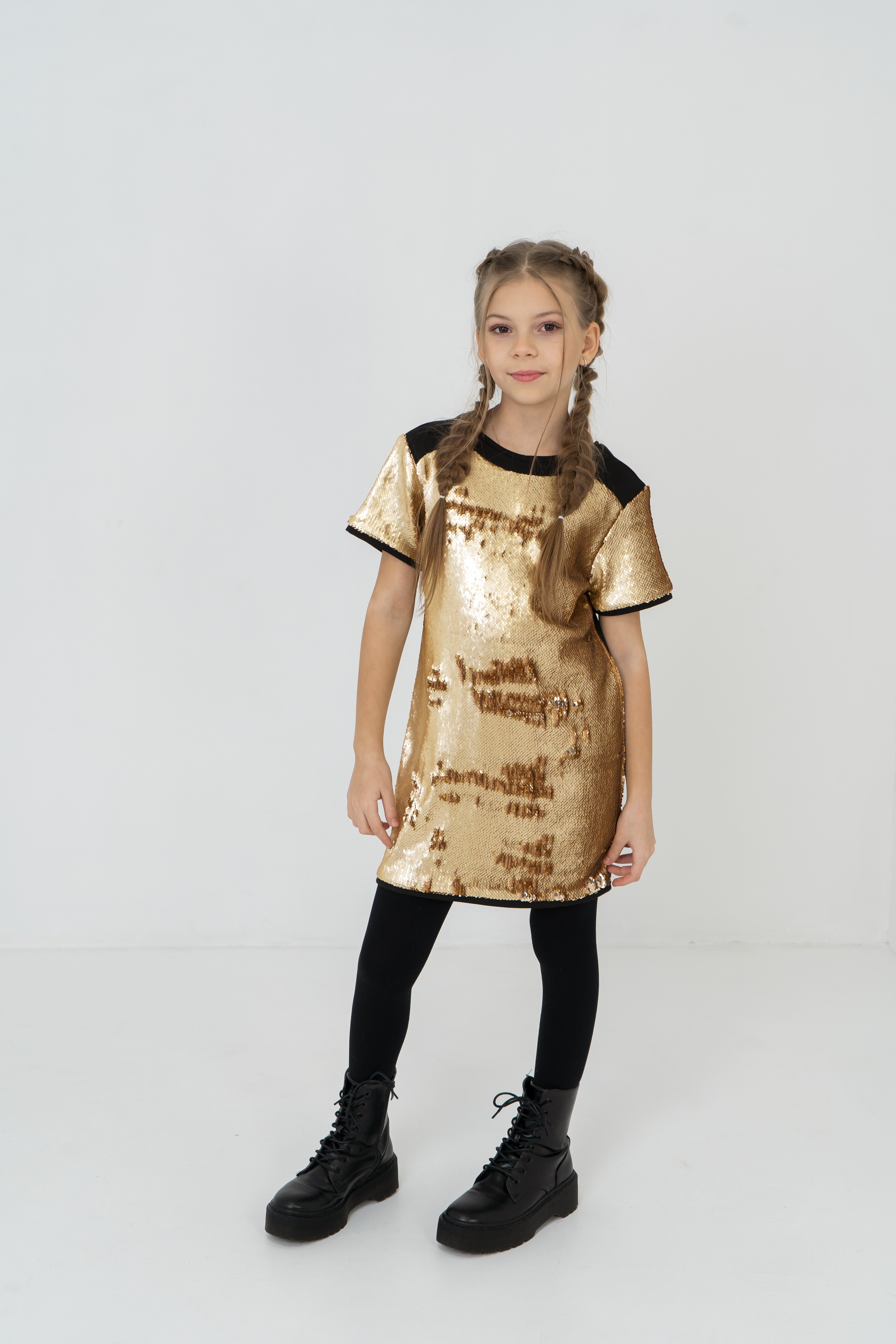 Festive gold sequinned dress for girls 