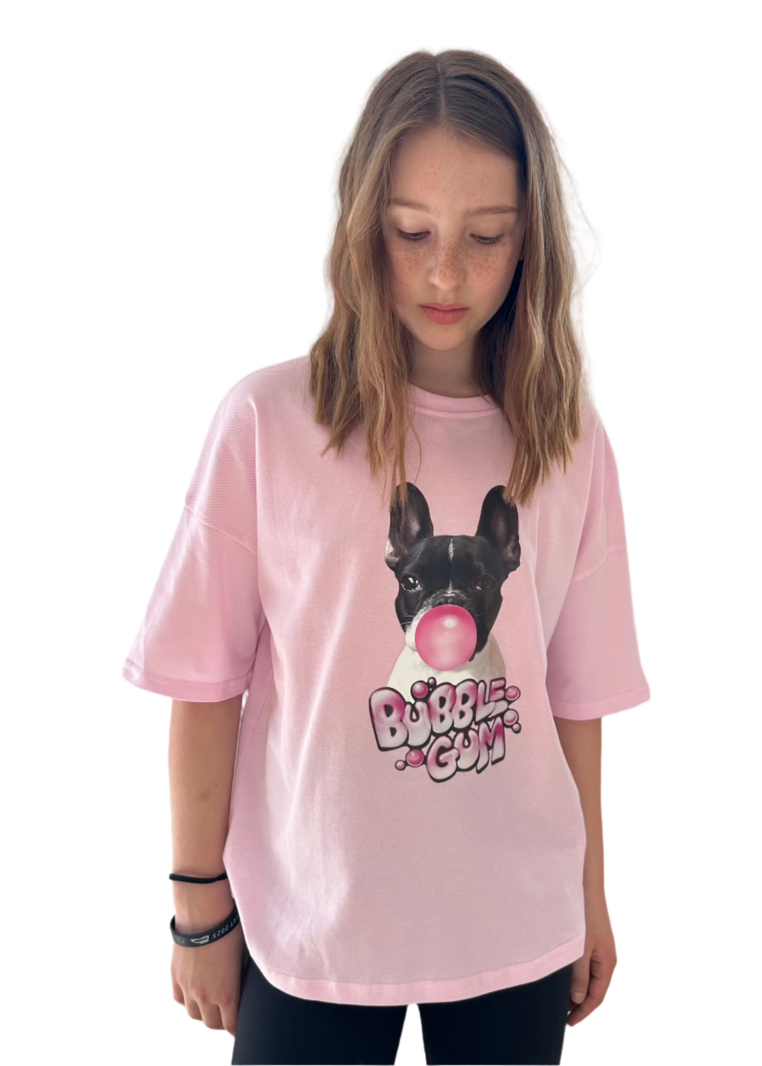 Oversized T-shirt Bubble Gum for girls - pink - Lemoni Boutique