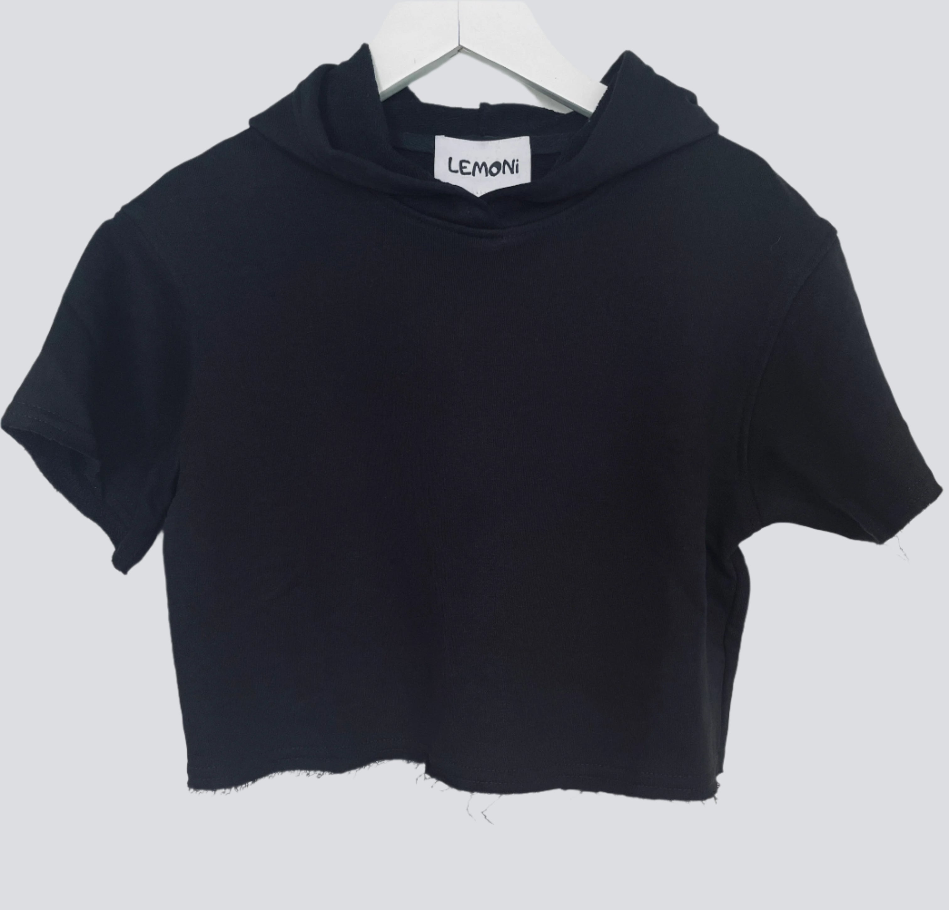 Short-sleeve hoodie unisex - black - Lemoni Boutique