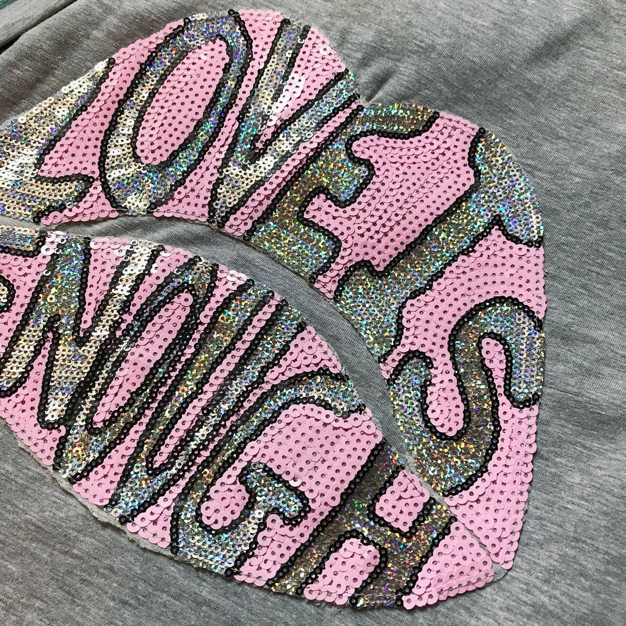 Girls´ oversized T-shirt Lips - gray - Lemoni Boutique