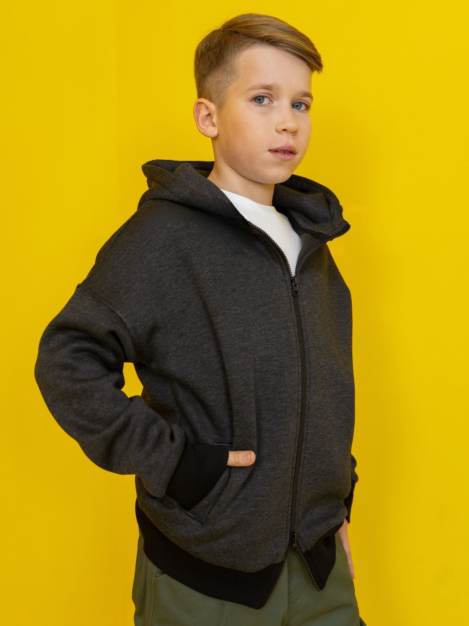 Warm Zip-up Hoodie unisex Lemoni - dark grey