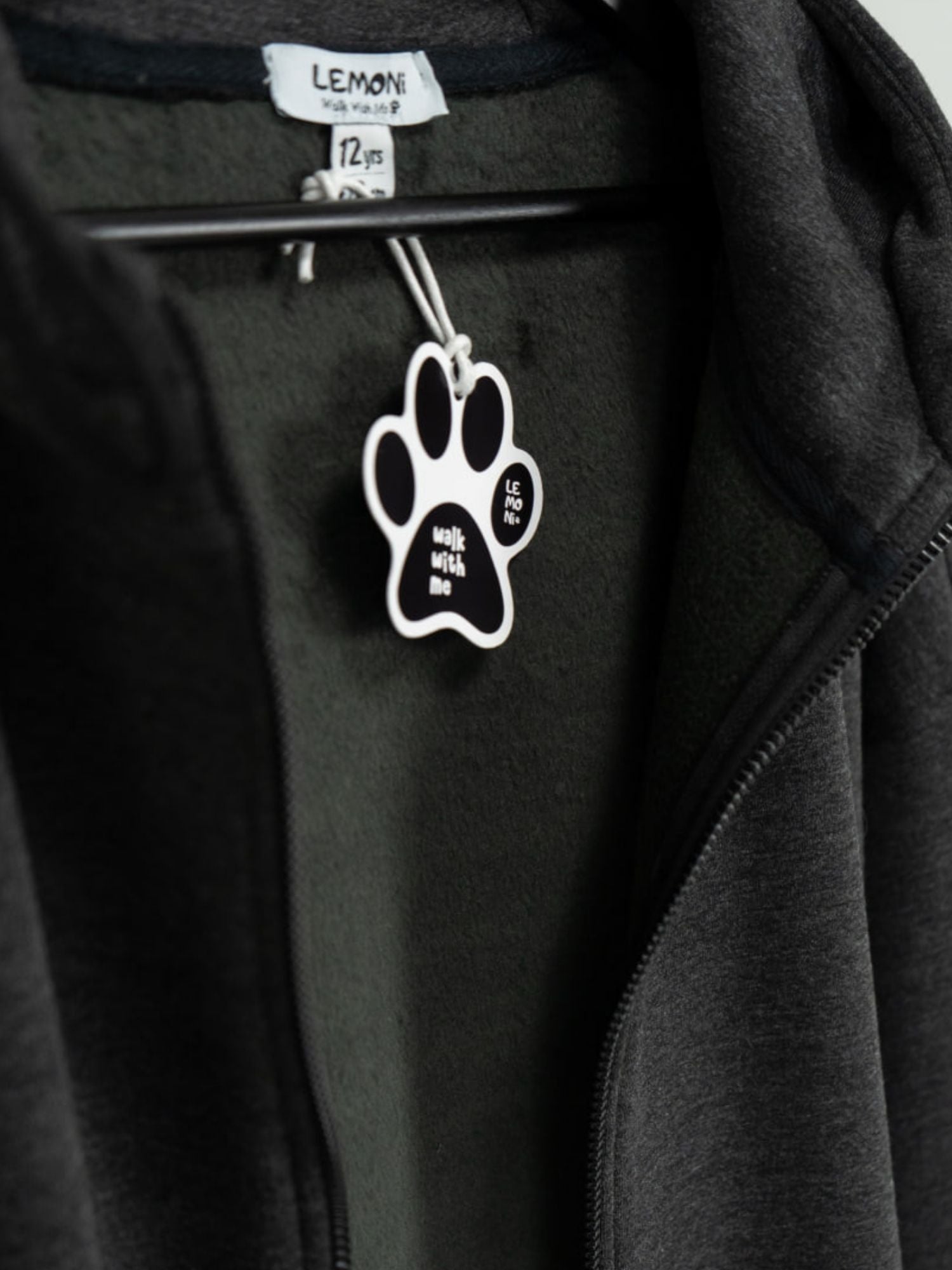 Warm Zip-up Hoodie unisex Lemoni - dark grey