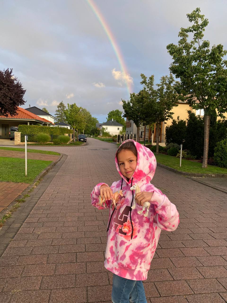 Warm Fleece-Lined Hoodie for girls in unique Tie-Dye Design- pink - Lemoni Boutique