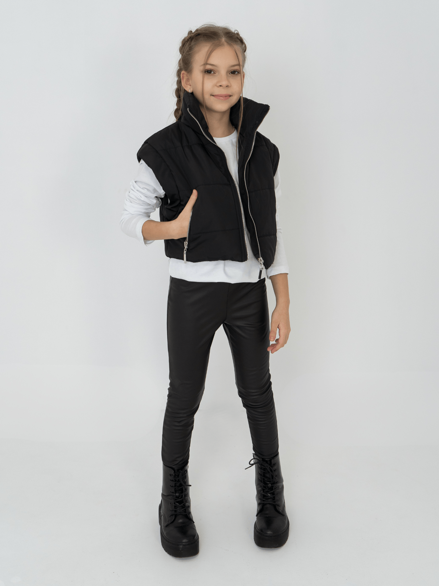 Black Matte Faux Leather Thermo Leggings