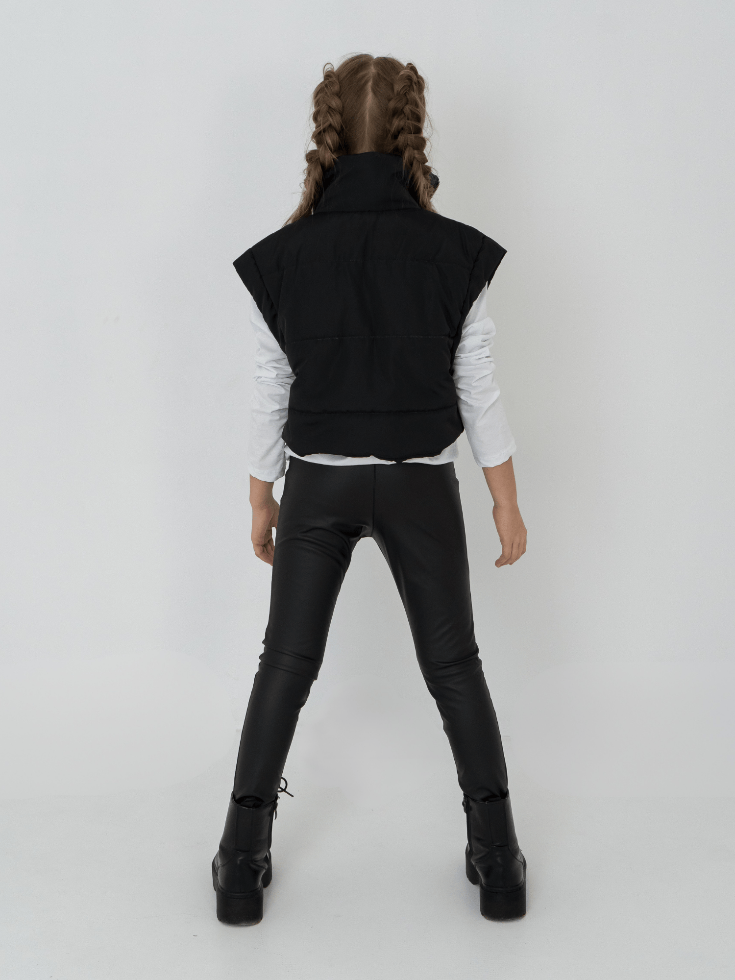 Black Matte Faux Leather Thermo Leggings