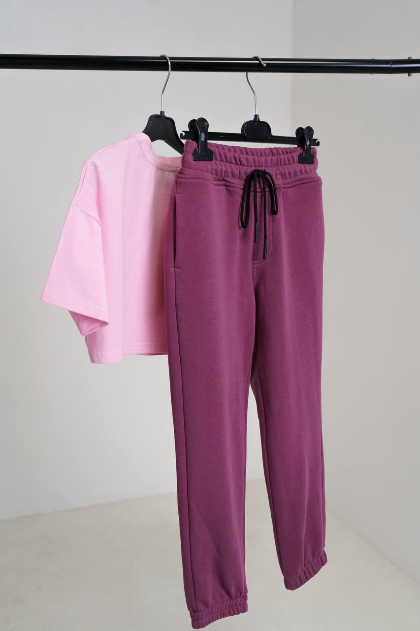 Urban-style joggers for girls - dark pink - Lemoni Boutique