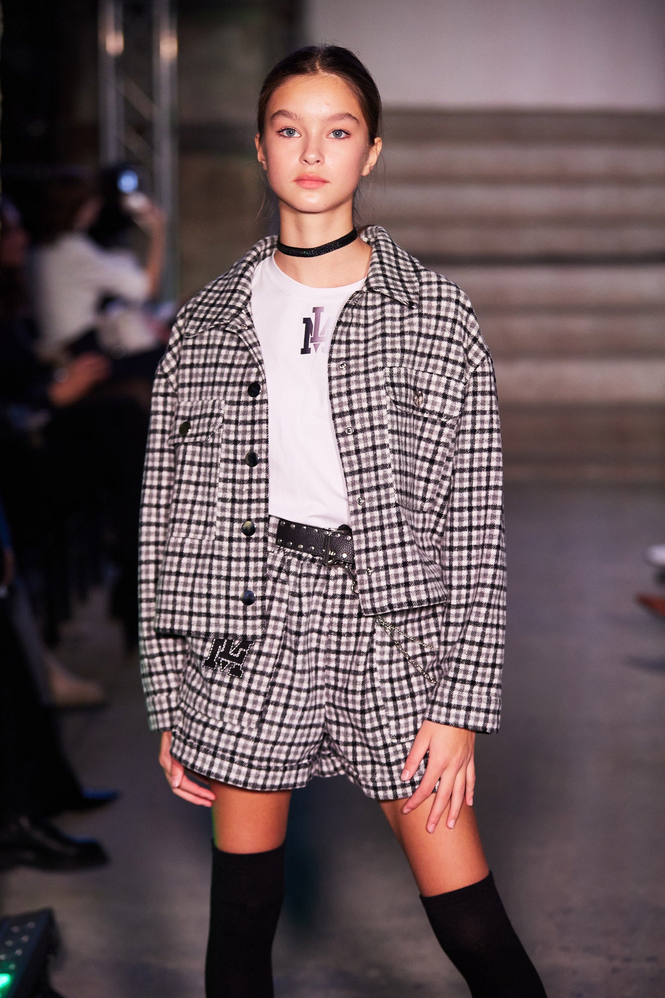Warm gray checkered shirt for girls - Lemoni Boutique